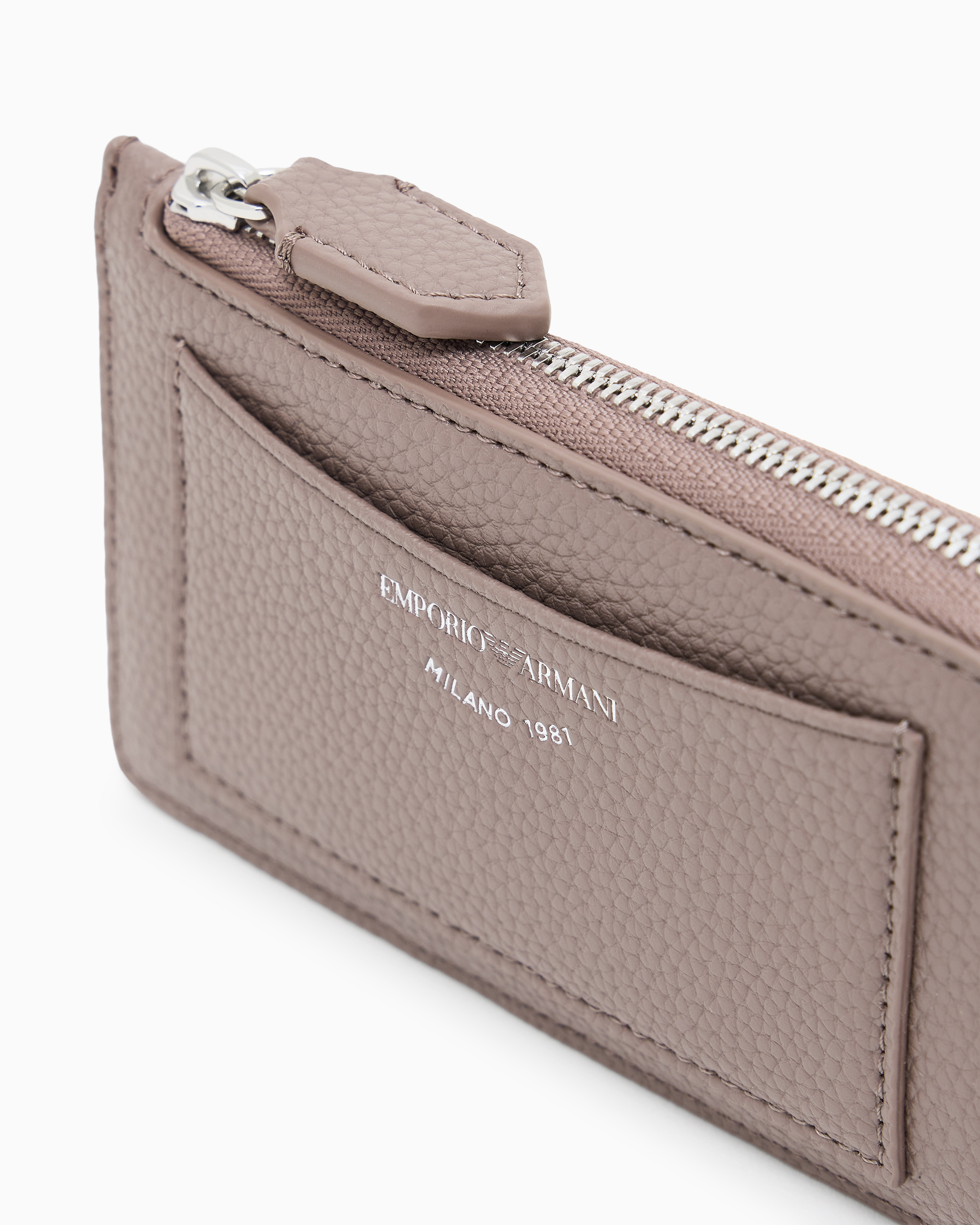 Emporio Armani - MyEA deer-print card holder with wrap-around zip, Woman, Beige, Size: TU
