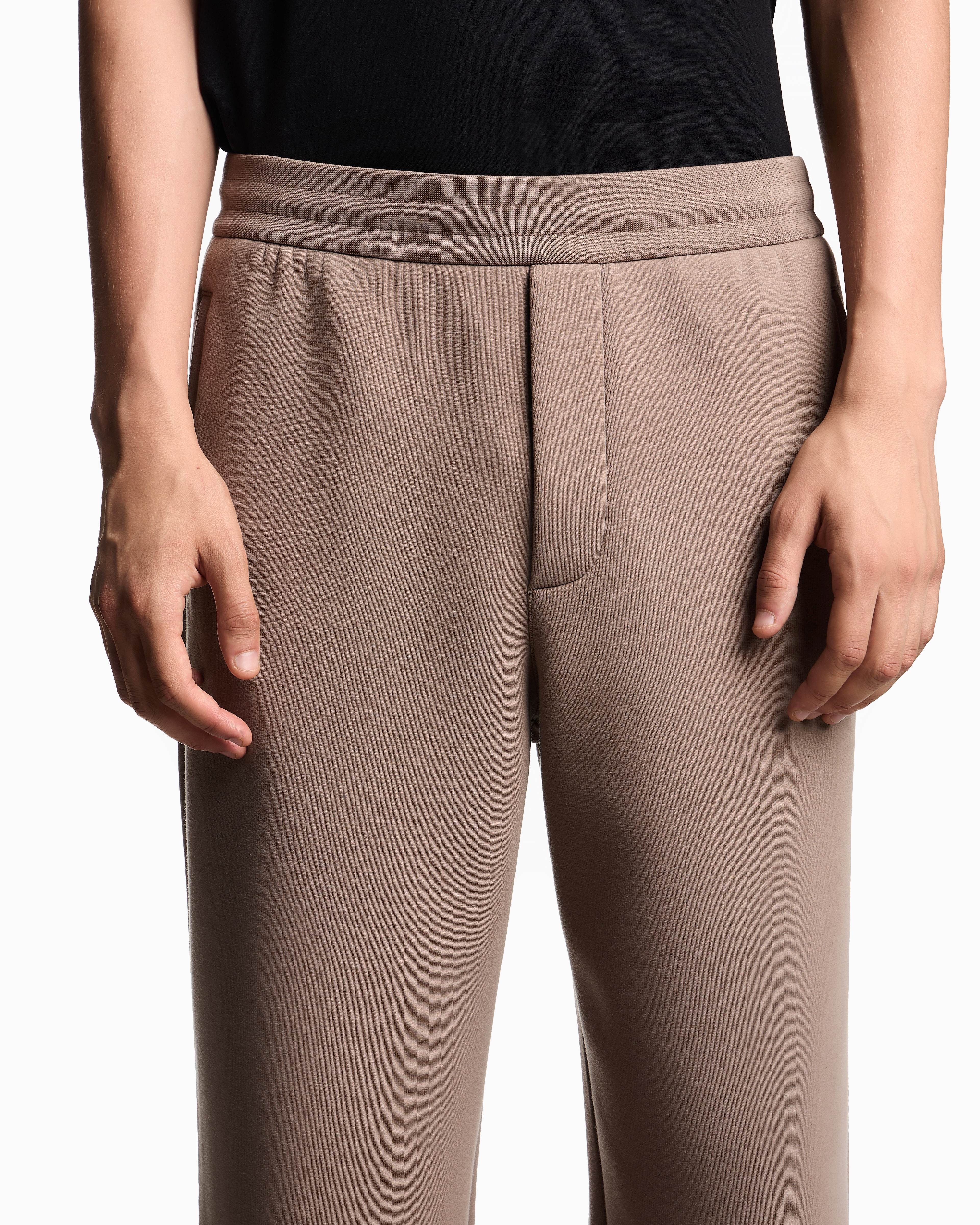 Emporio Armani - ASV Lyocell-blend bonded-jersey joggers, Man, Beige, Size: