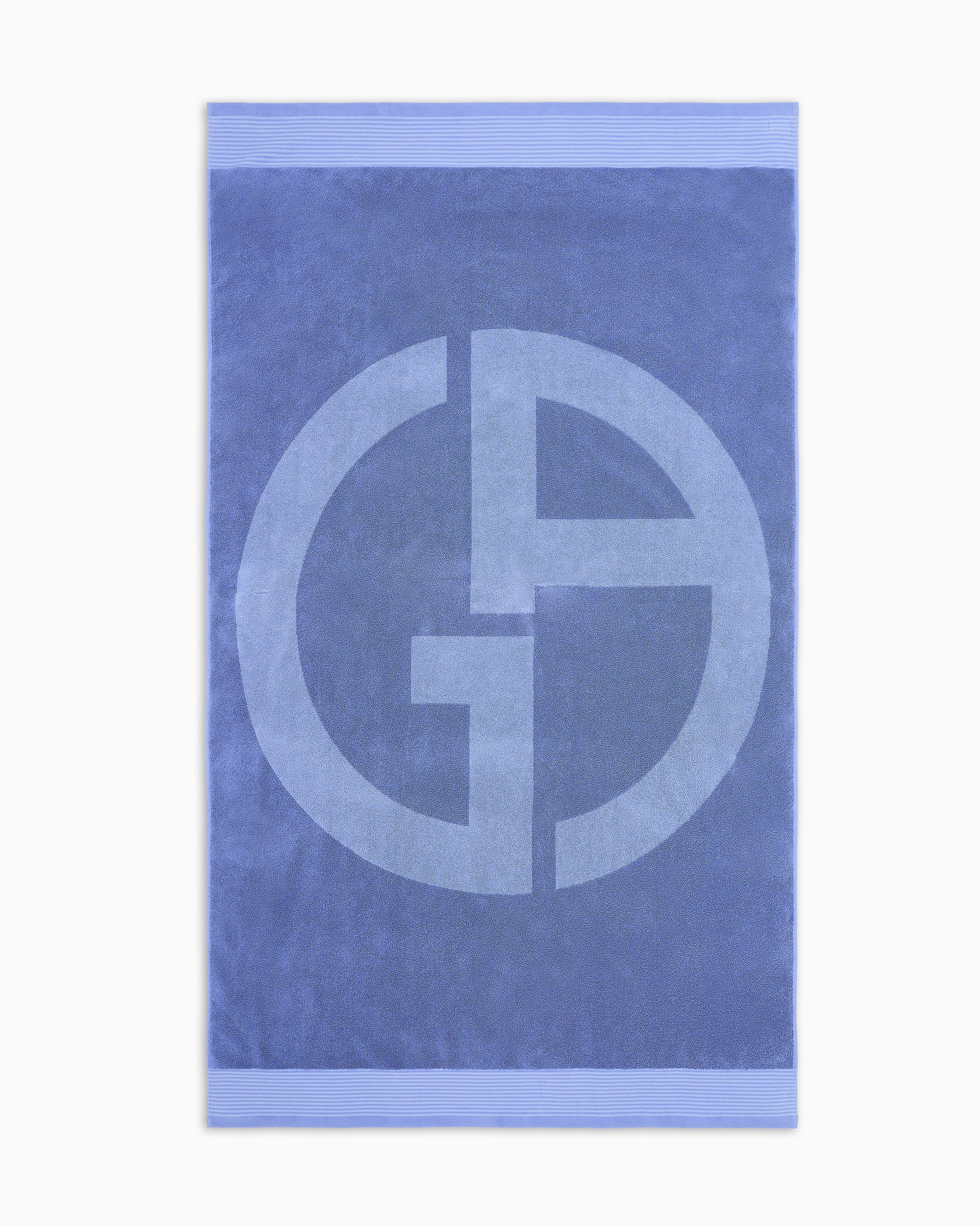 Giorgio Armani Purple Cotton Beach Towel With Jacquard Logo