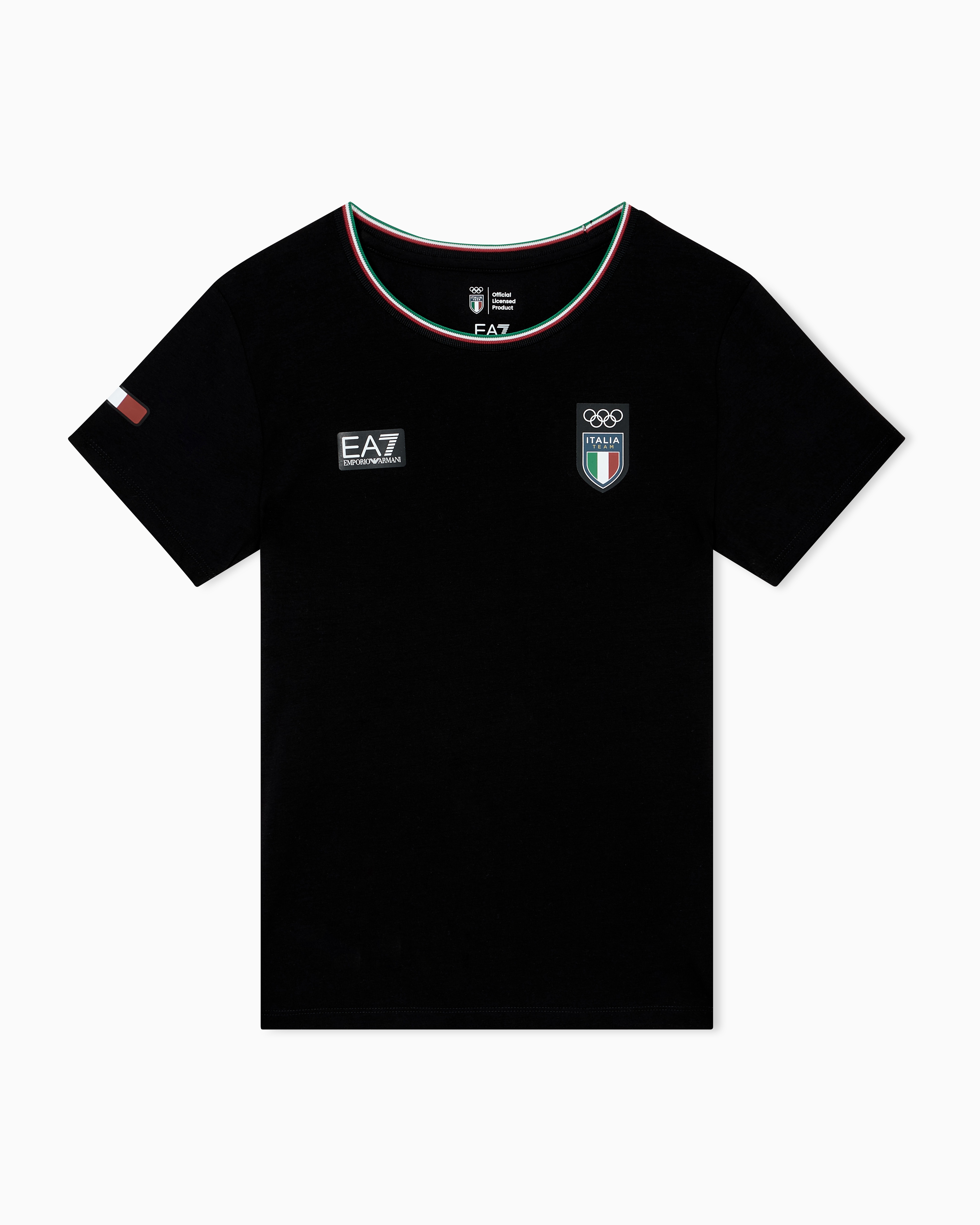 Ea7 Italia Short-sleeved, Crew-neck T-shirt In Stretch Jersey In Black