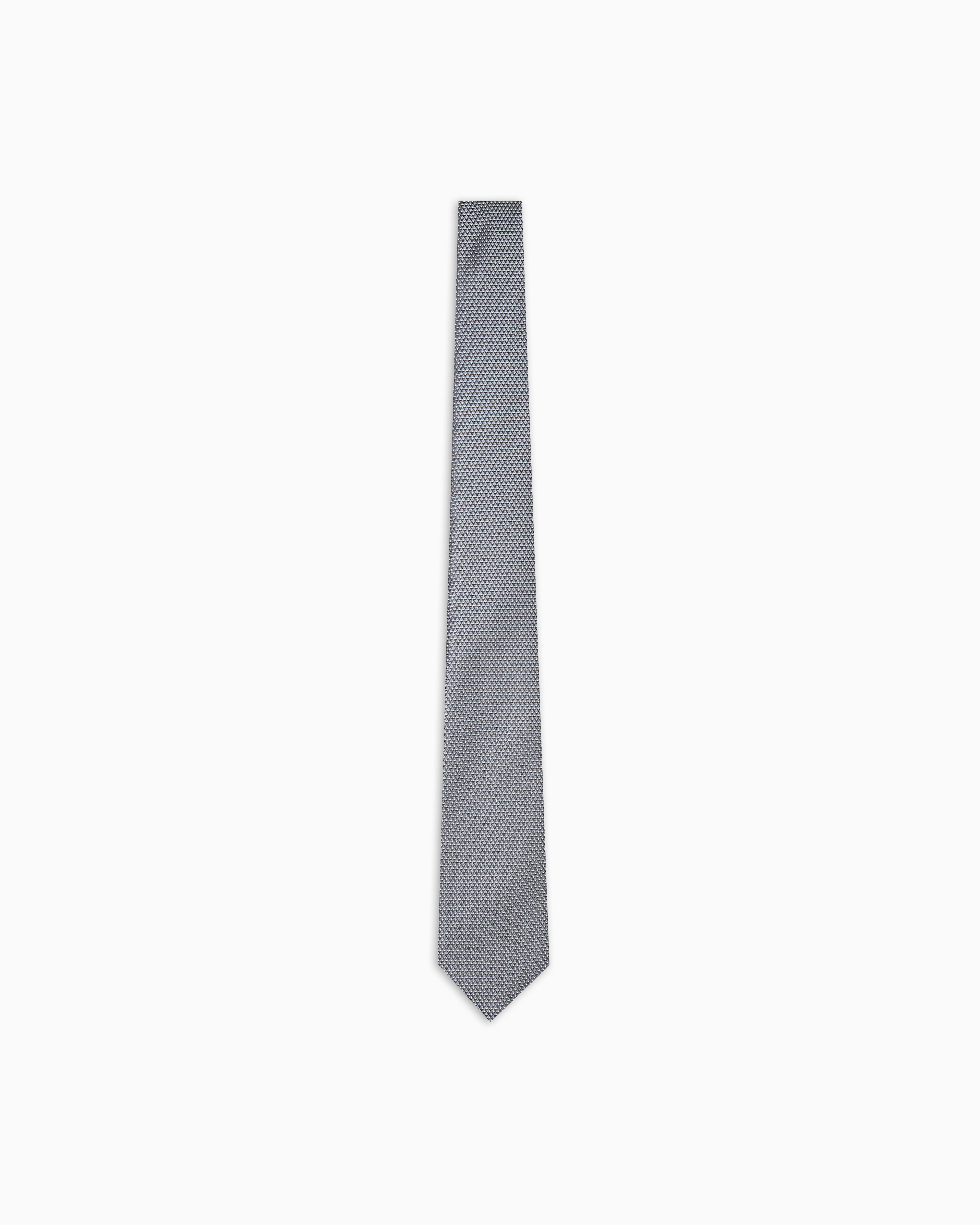 Emporio Armani - Silk blend tie with jacquard op-art micro-pattern, Man, Grey, Size: TU