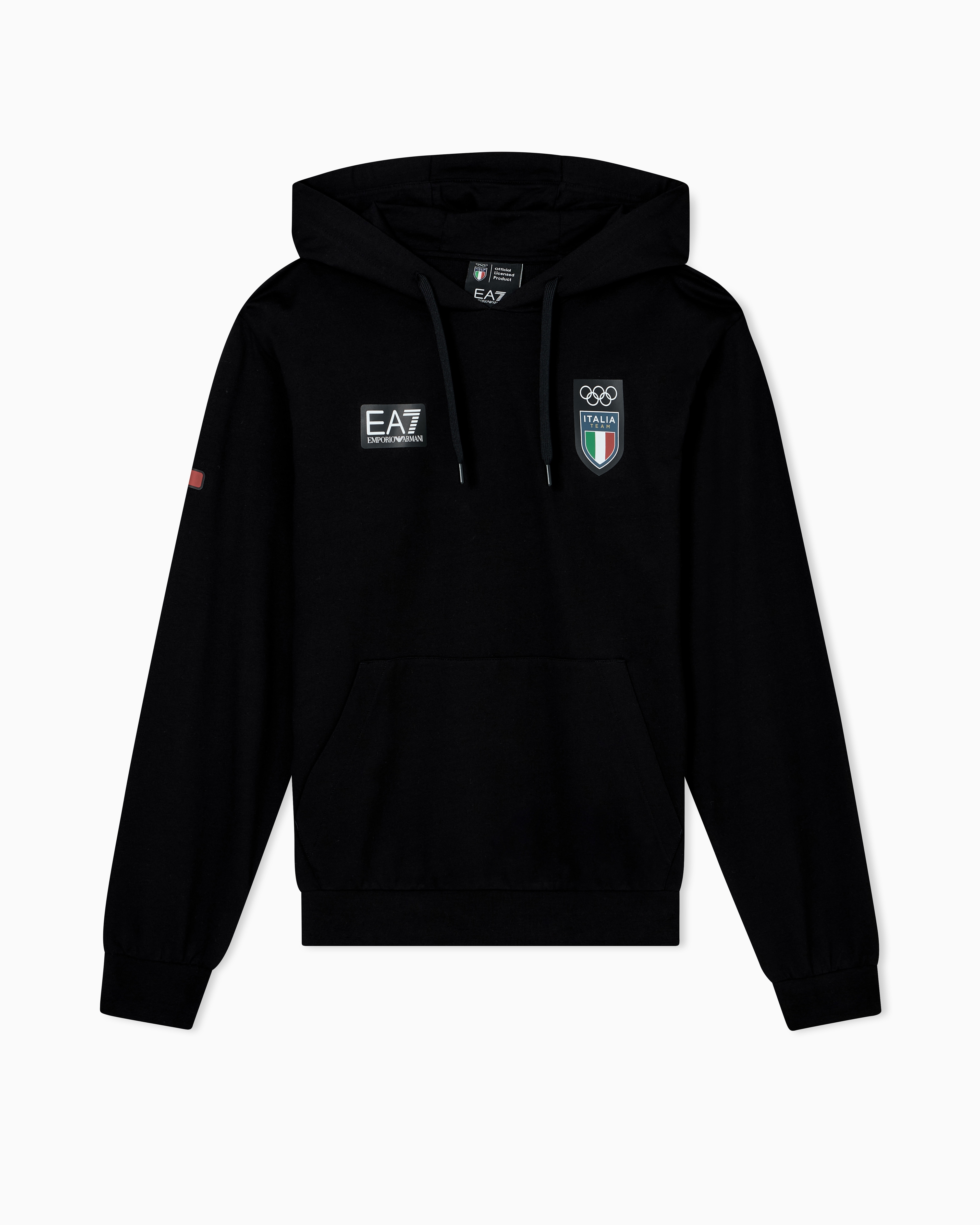 Ea7 Cotton Hooded Sweatshirt In Black