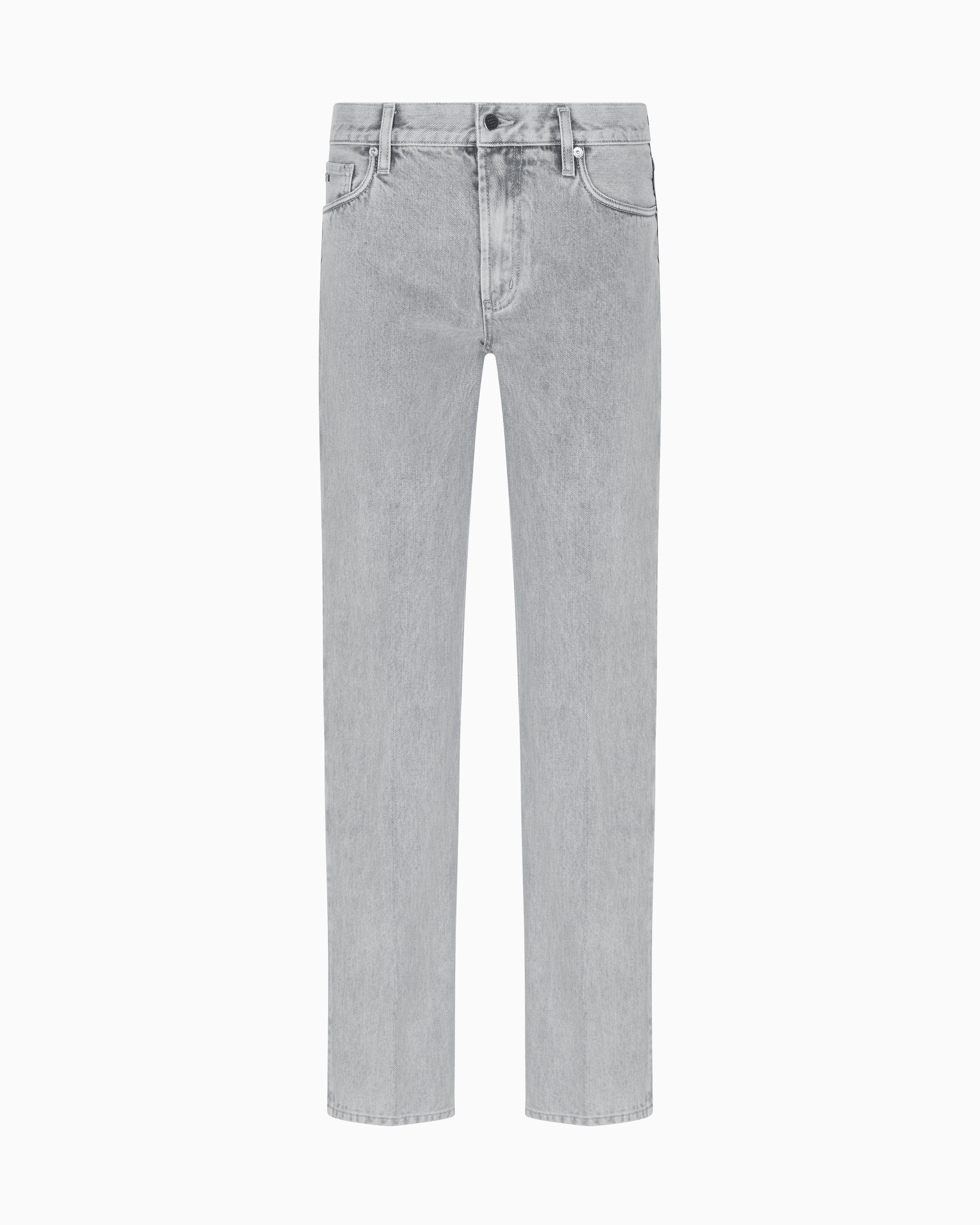 Emporio Armani - ASV J76 straight-fit jeans stone-washed bleached denim, Man, Grey, Size: