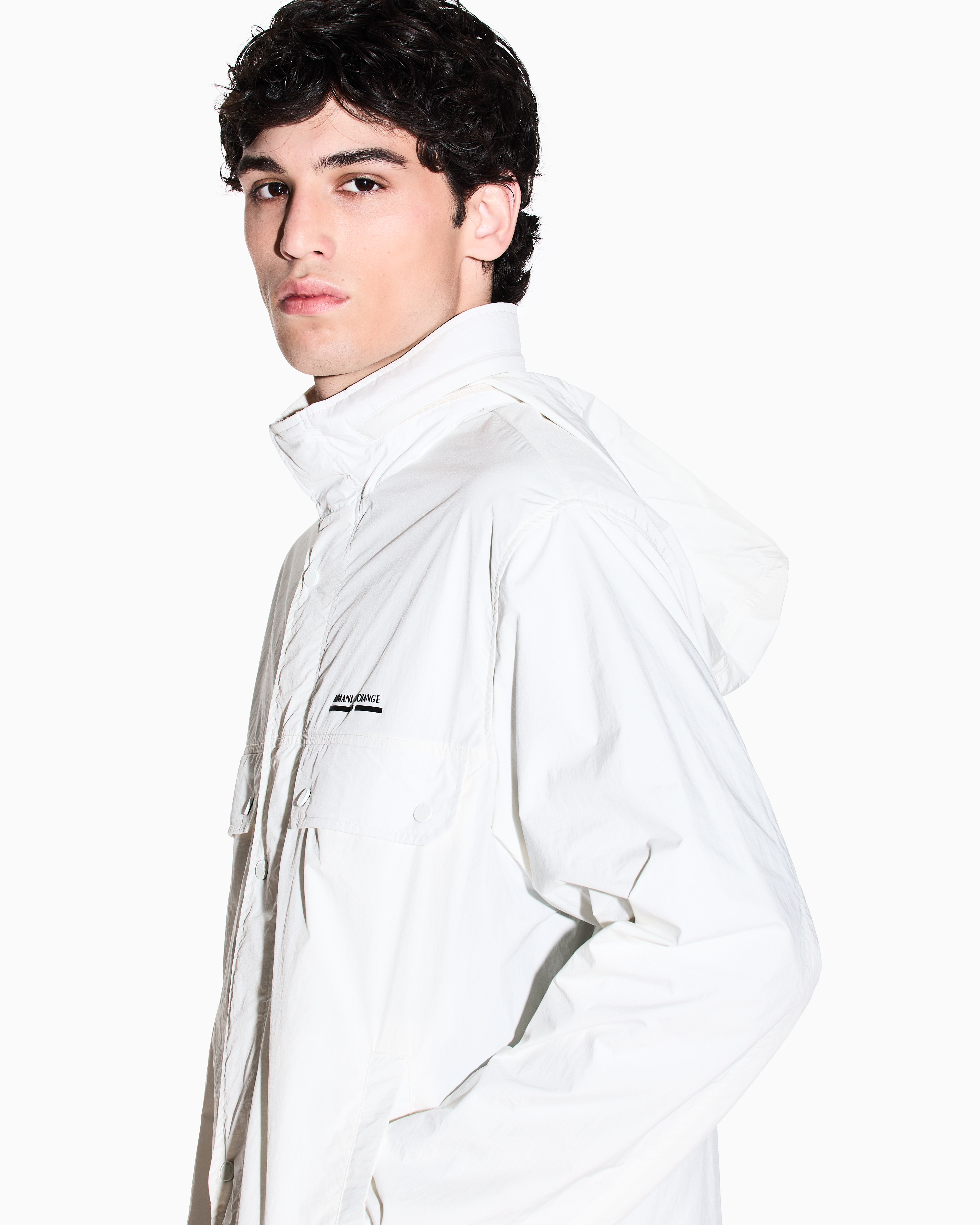 Armani Exchange - Waterproof jacket with logo, Man, White, Size:
