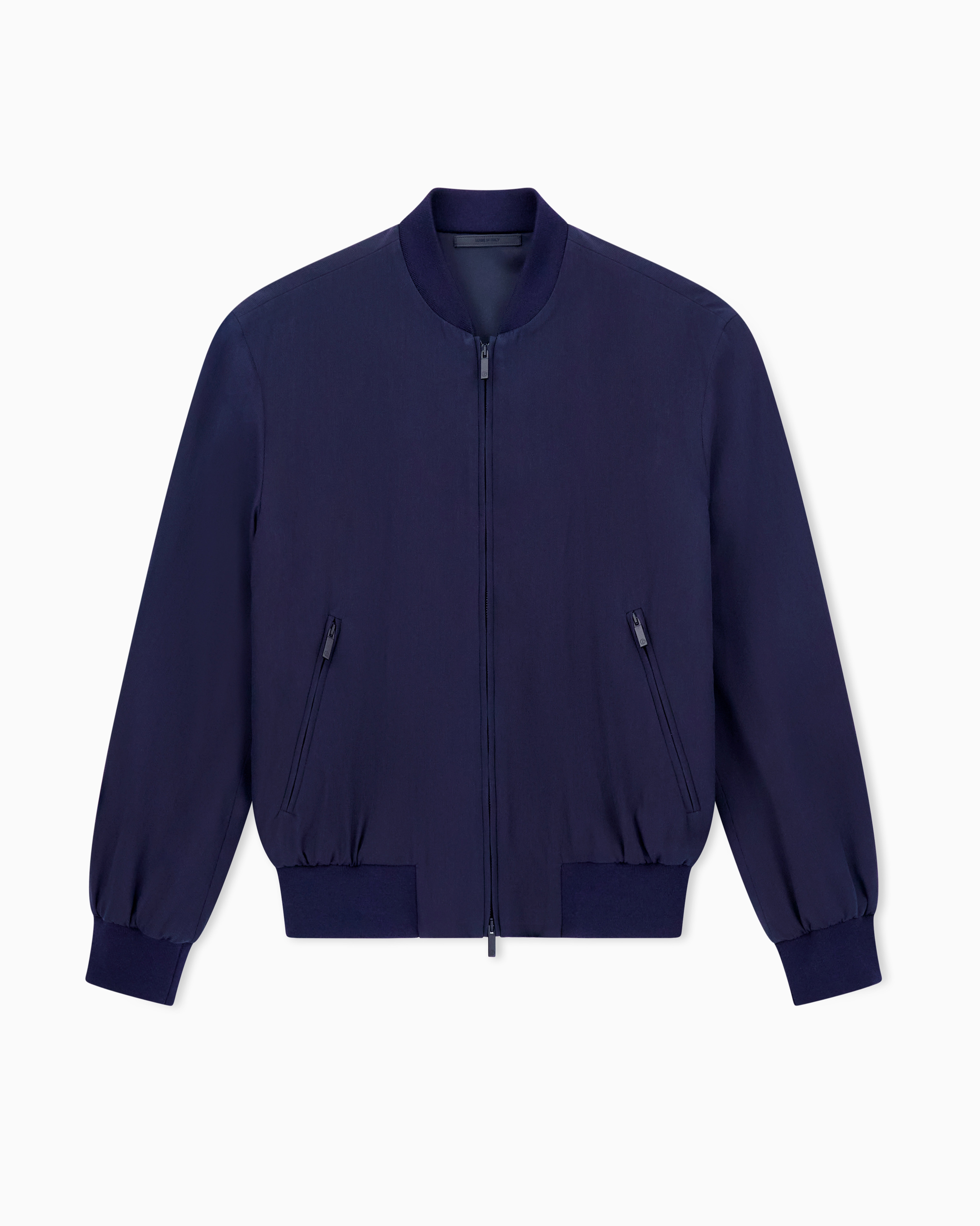Giorgio Armani Navy Blue Cotton And Cupro Blouson