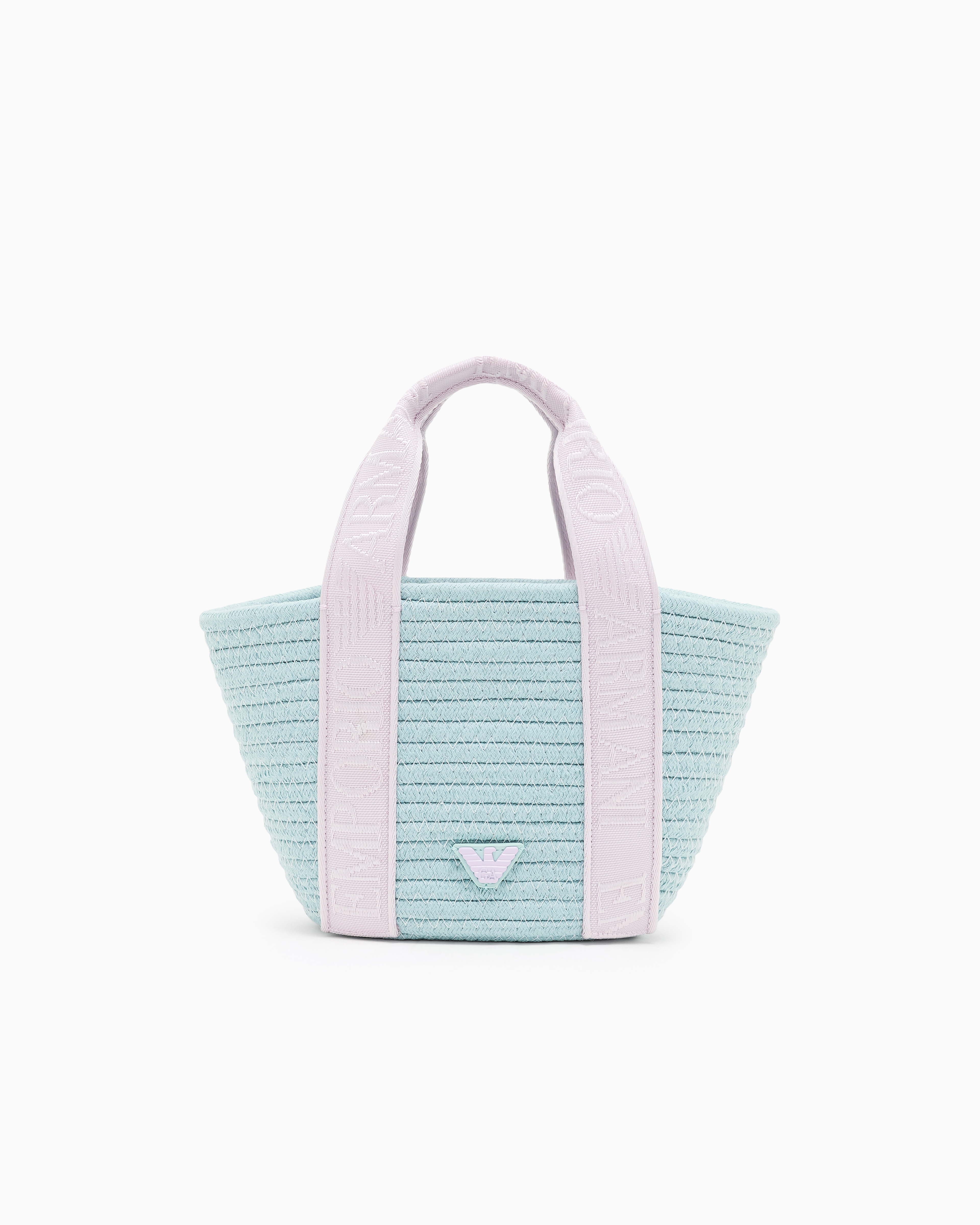 Emporio Armani Women's Light Blue Woven Fabric Shopper Bag