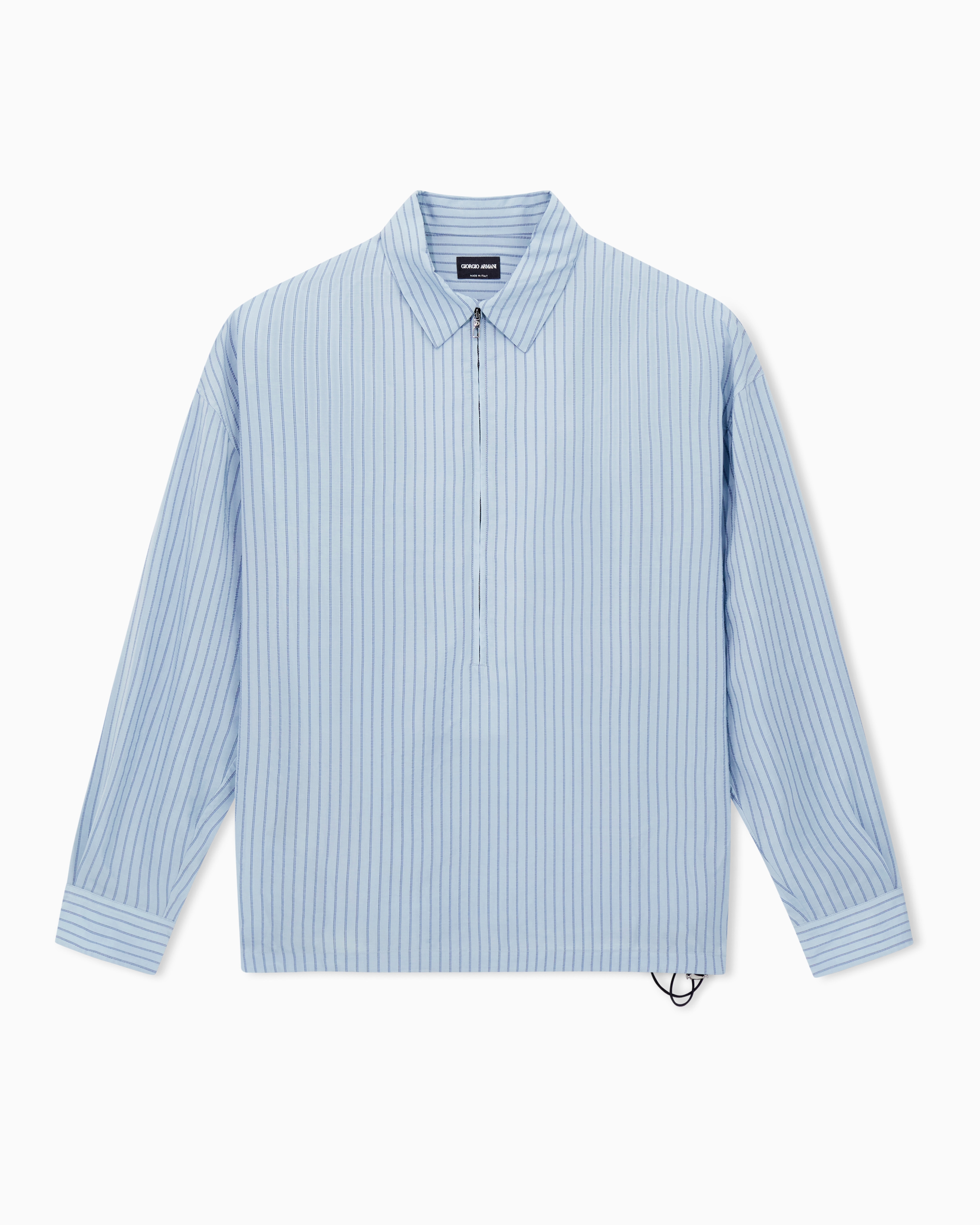 Giorgio Armani Light Blue Cupro Blend Shirt With Zip