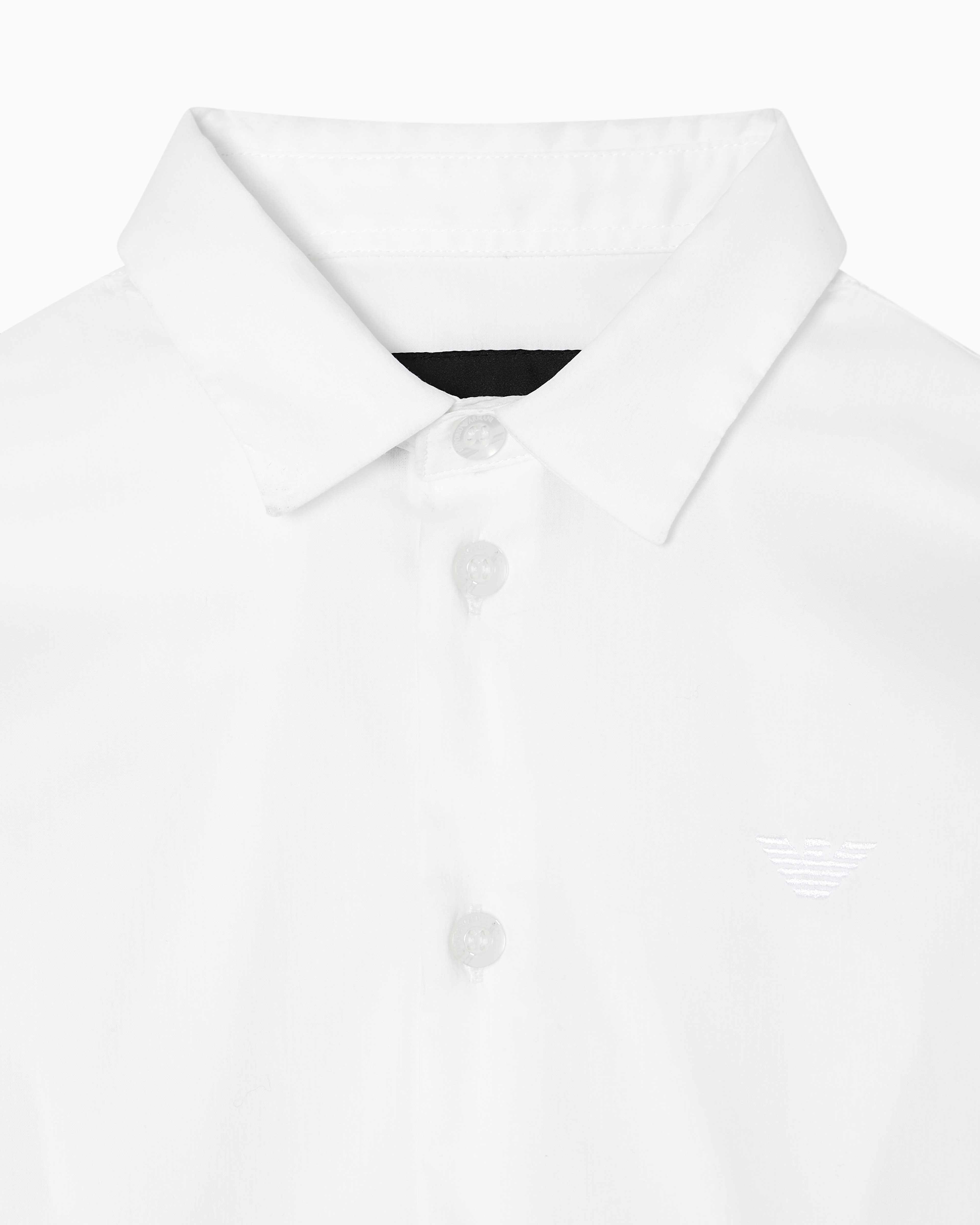 ☆EMPORIO  ARMANI ☆シャツ12A&ネクタイ Stretch cotton shirt with eagle embroidery | Emporio Armani