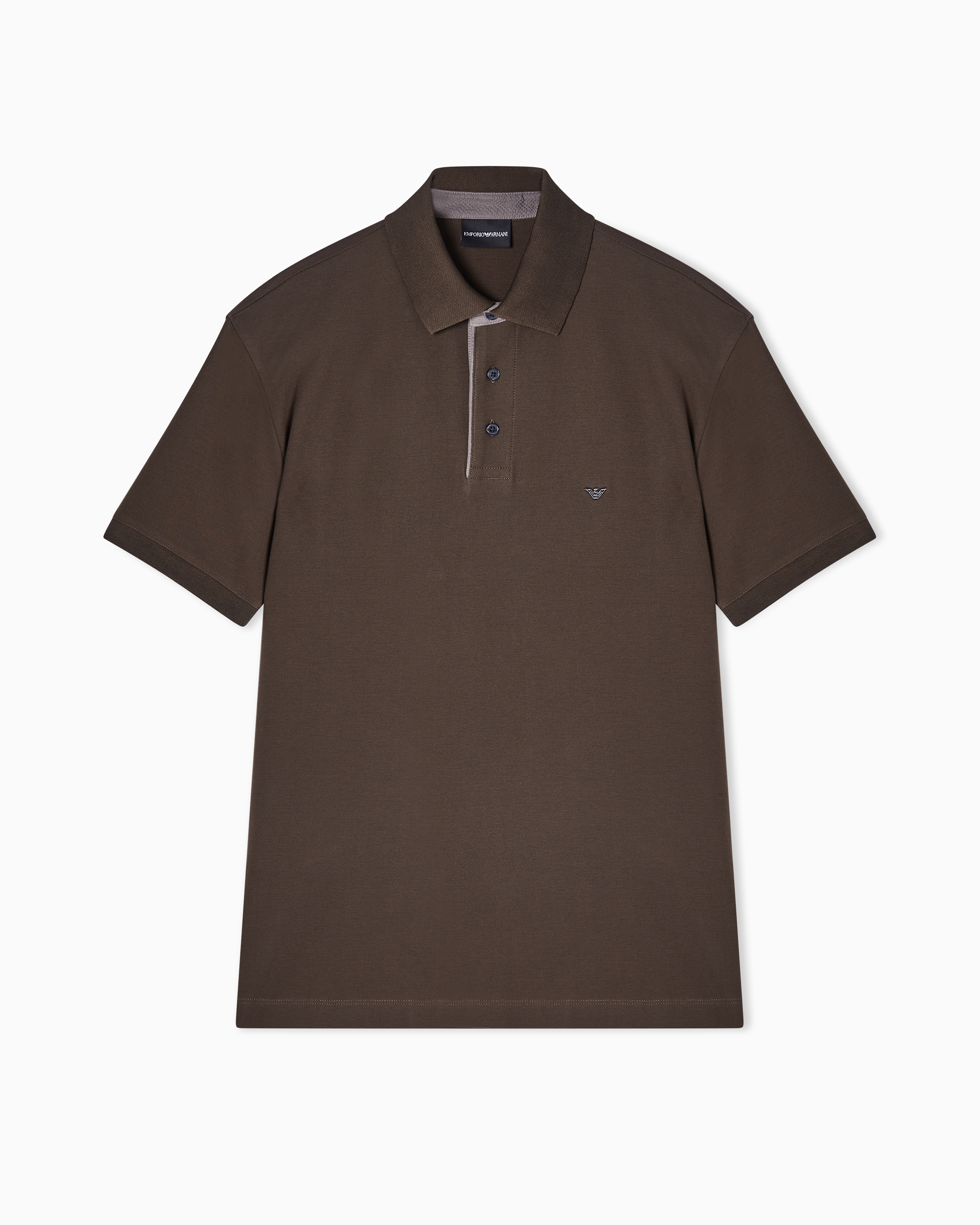 Emporio Armani Brown Regular Fit Piqué Polo Shirt