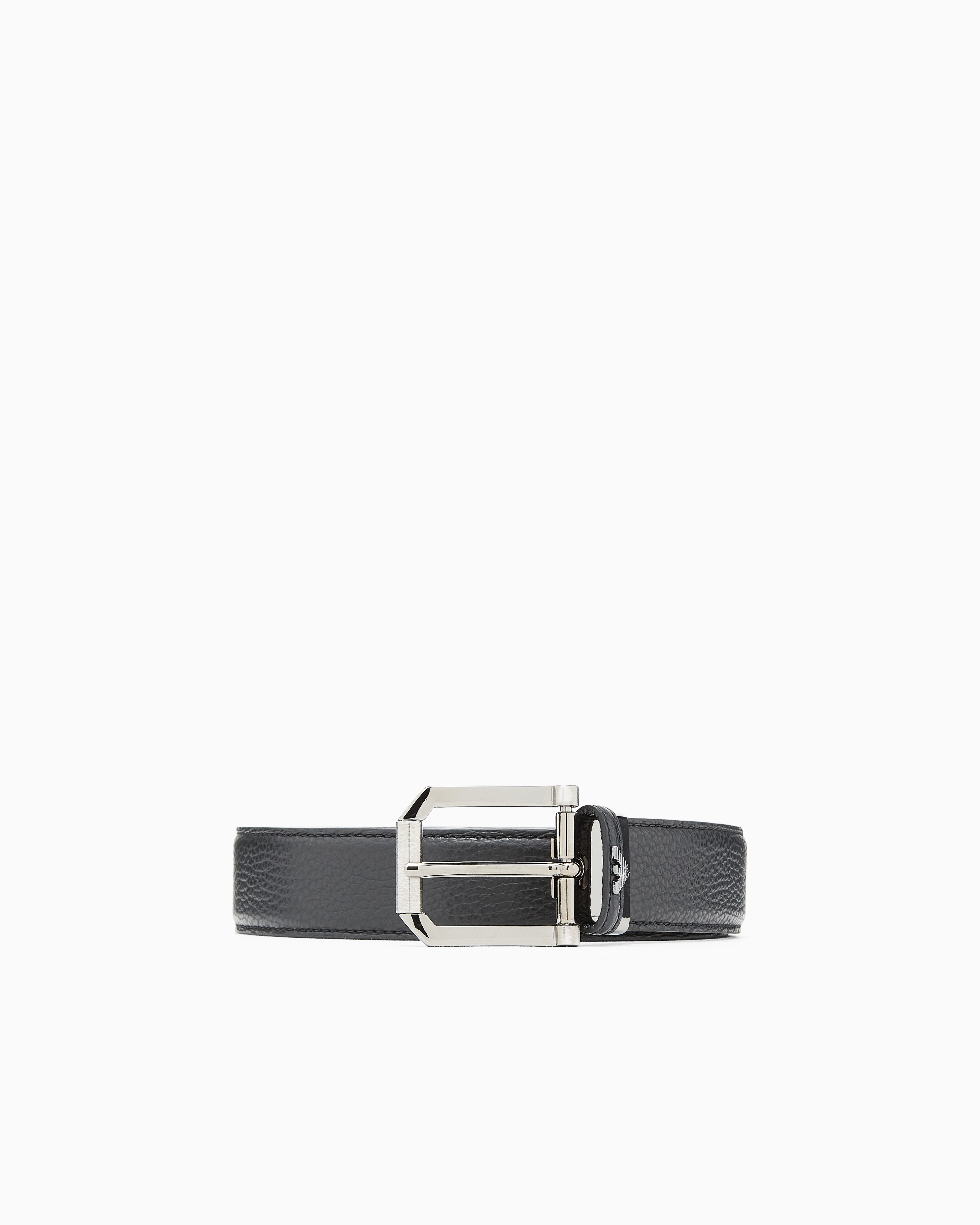 Emporio Armani Black Bull Leather Belt
