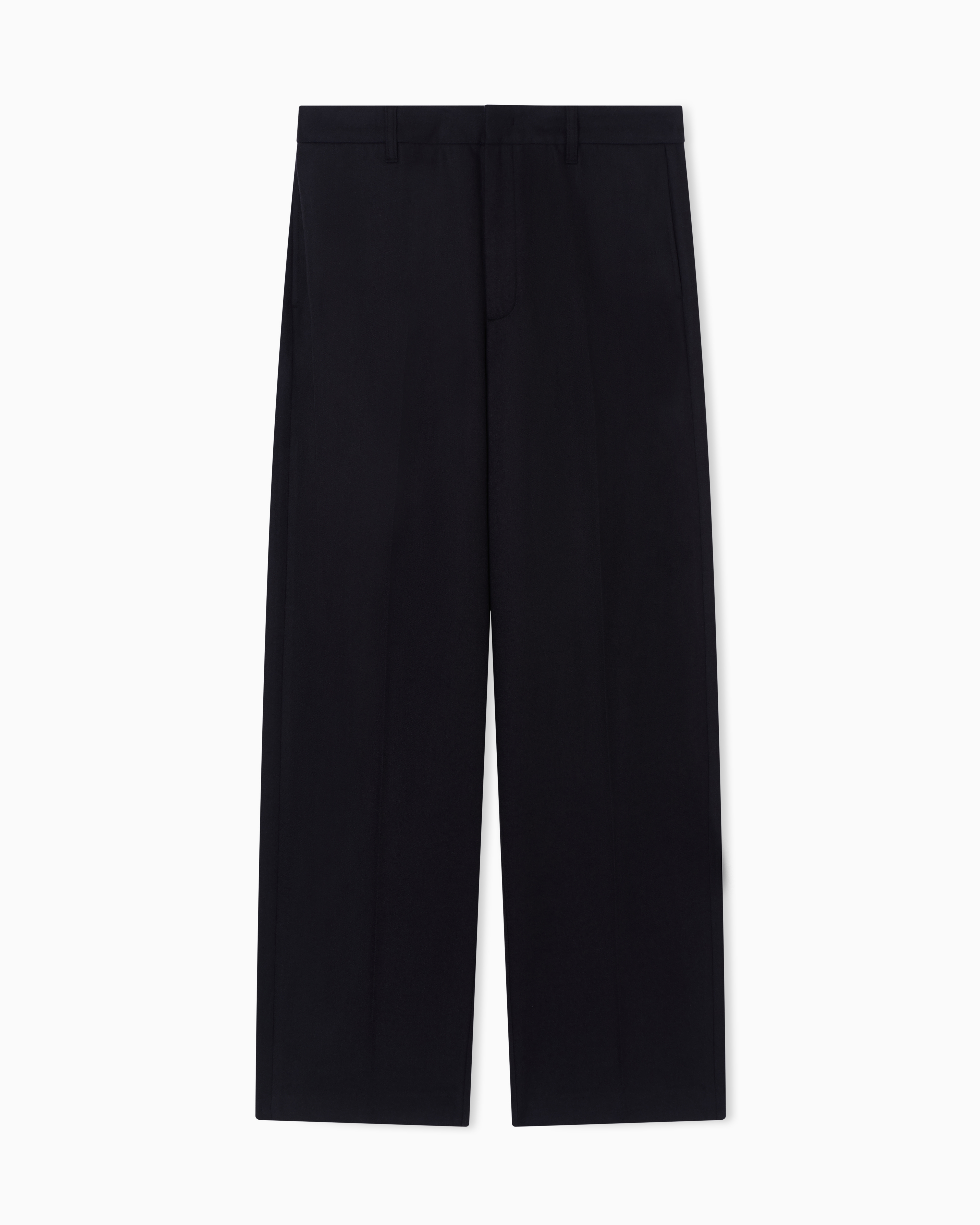 Emporio Armani Navy Blue Virgin-Wool Cloth Trousers With Pleats