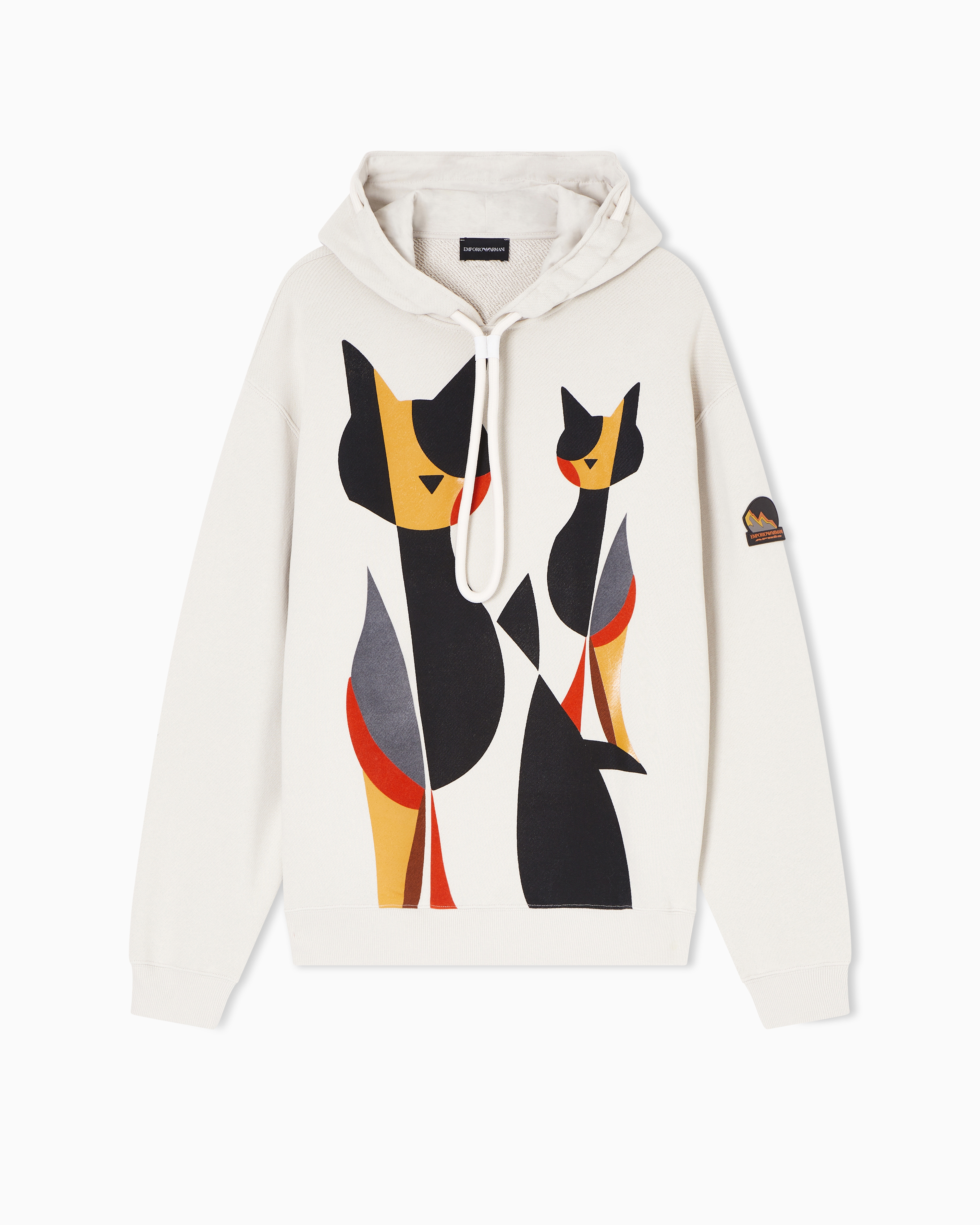 Emporio Armani Felpa Con Cappuccio In Jersey Soggetto Gatti Après