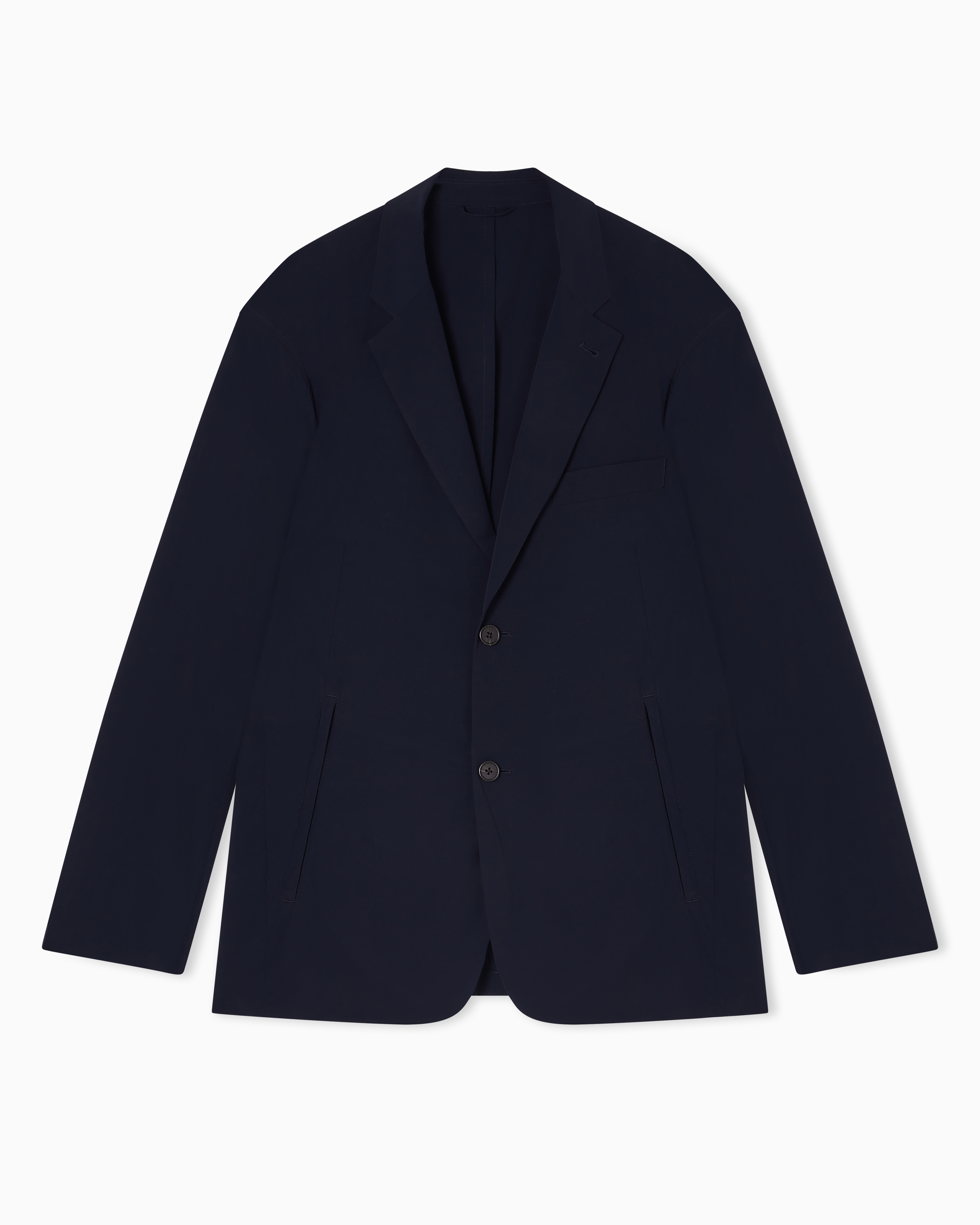Emporio Armani Navy Blue Travel Essential Stretch-Nylon Single-Breasted Blazer