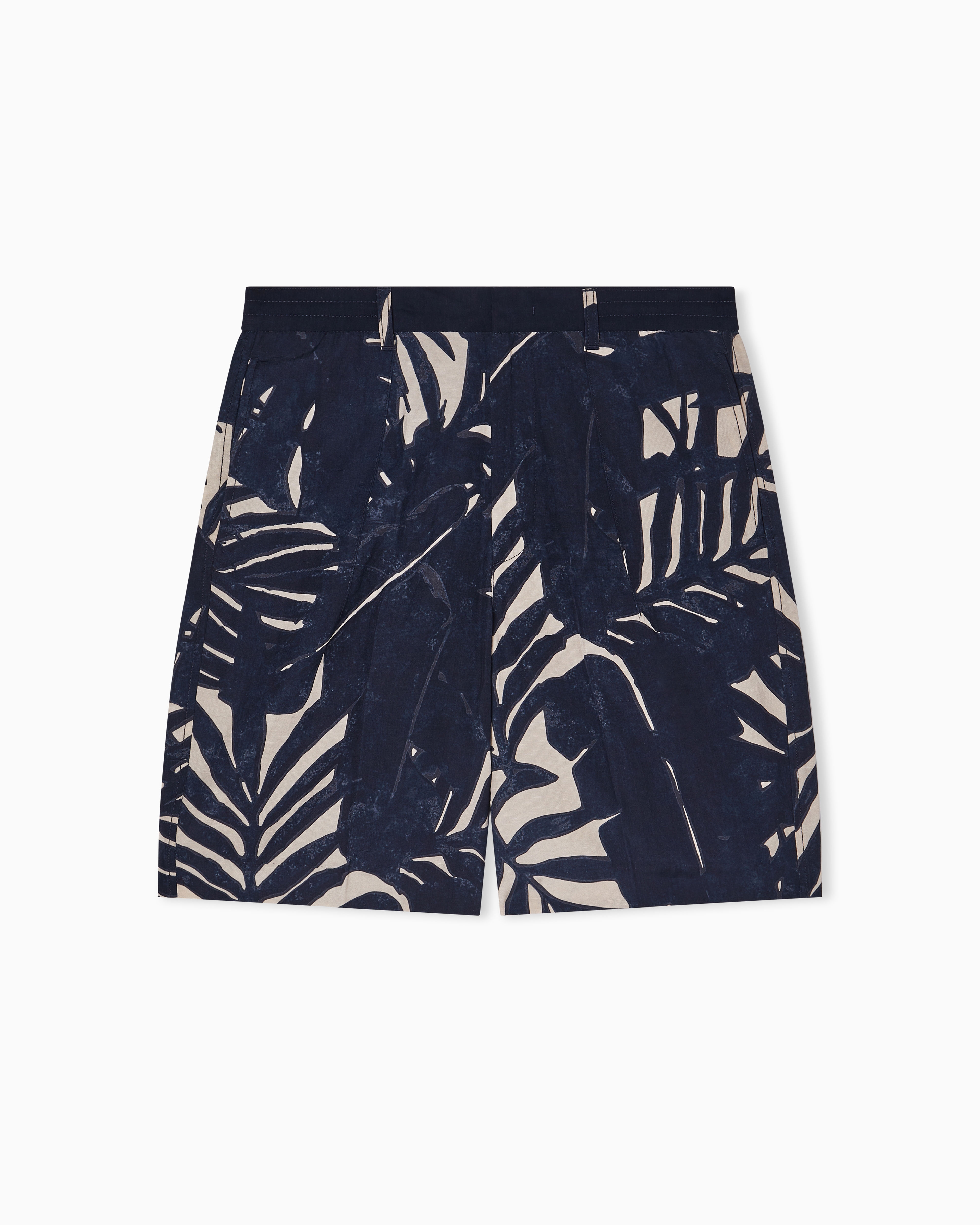 Emporio Armani Patterned Linen-Blend Bermuda Shorts With All-Over Pattern