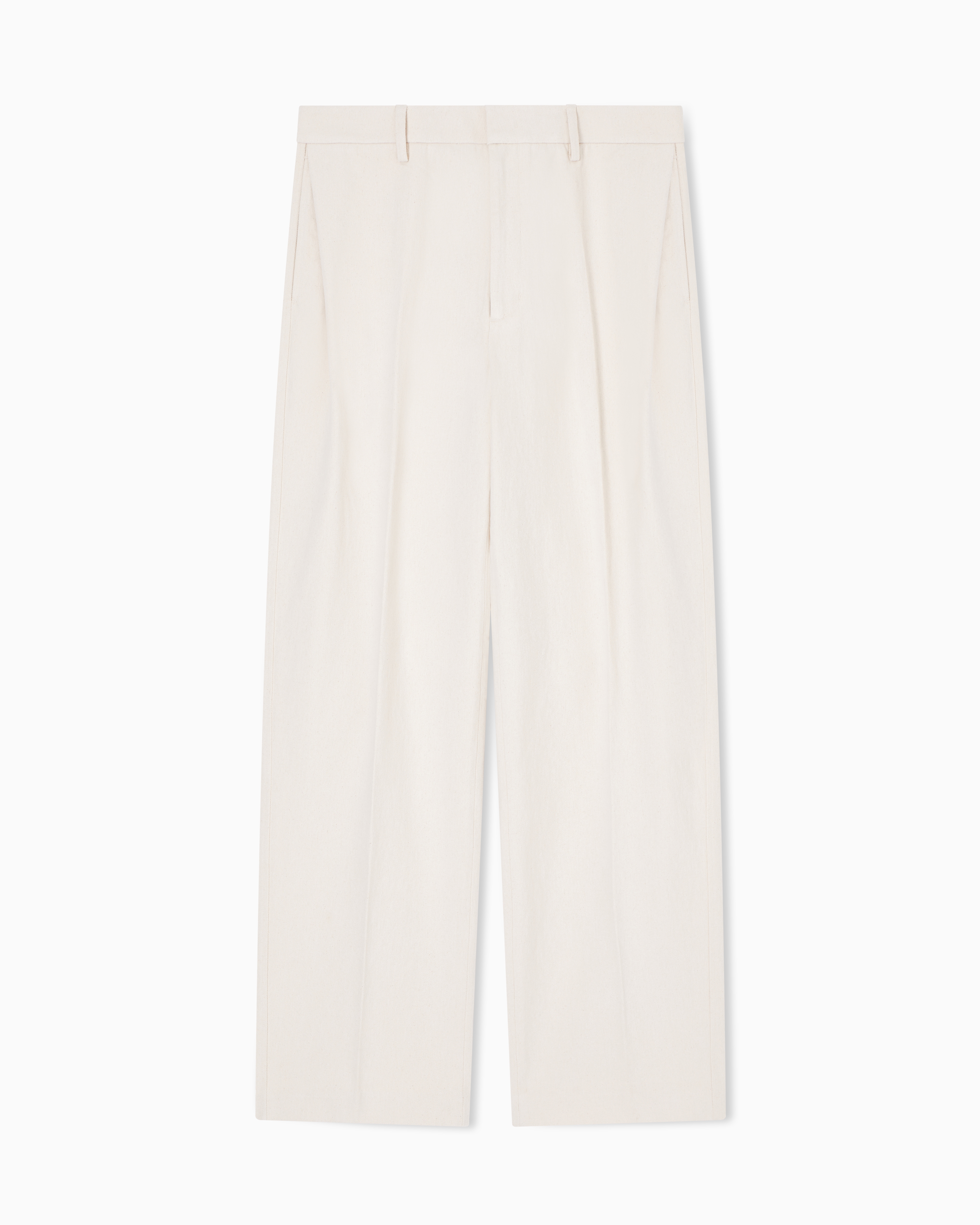 Emporio Armani Beige Cotton Bull Trousers With Pleats