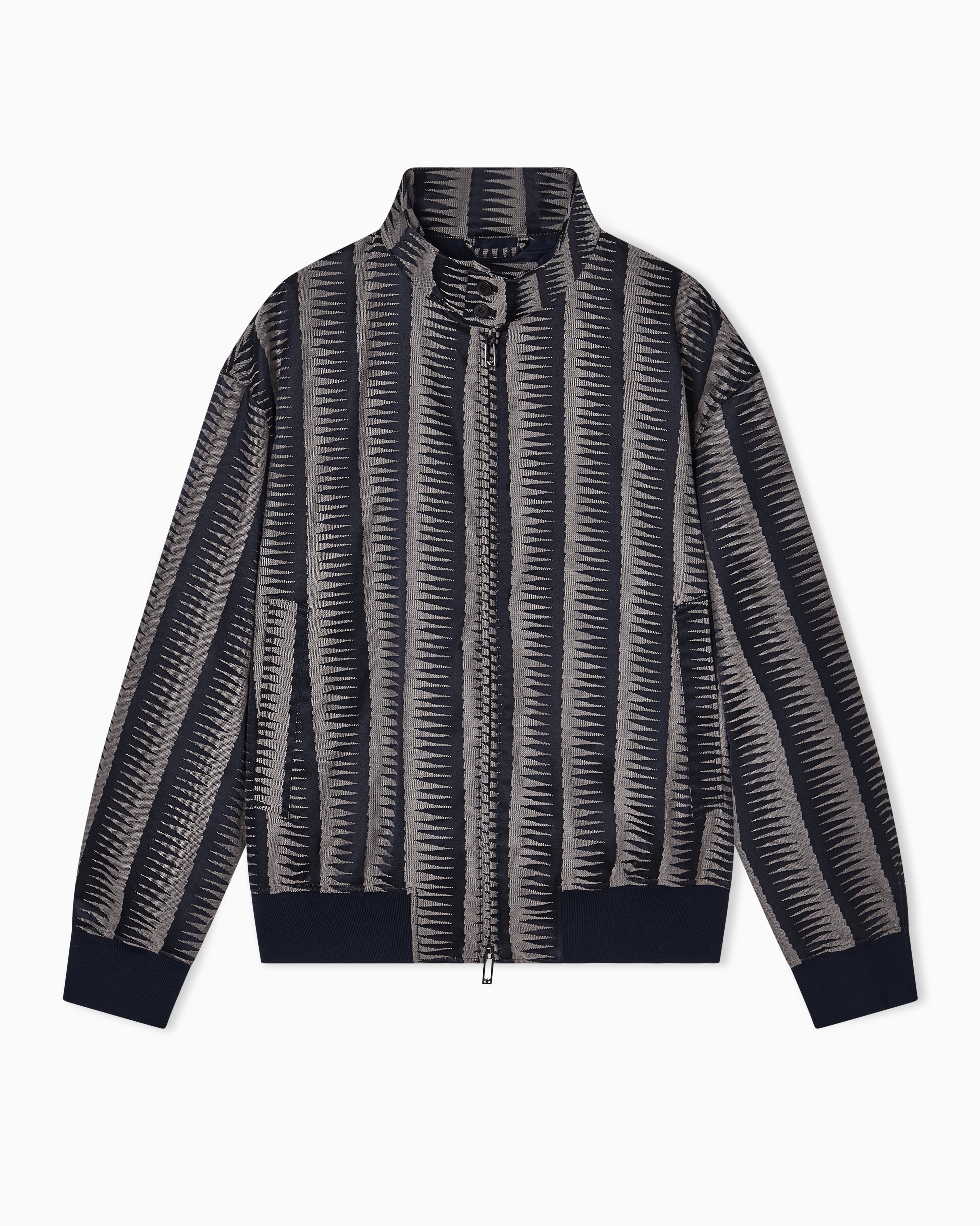 Emporio Armani Blue Blouson In Jacquard Fabric With Op-Art Motif