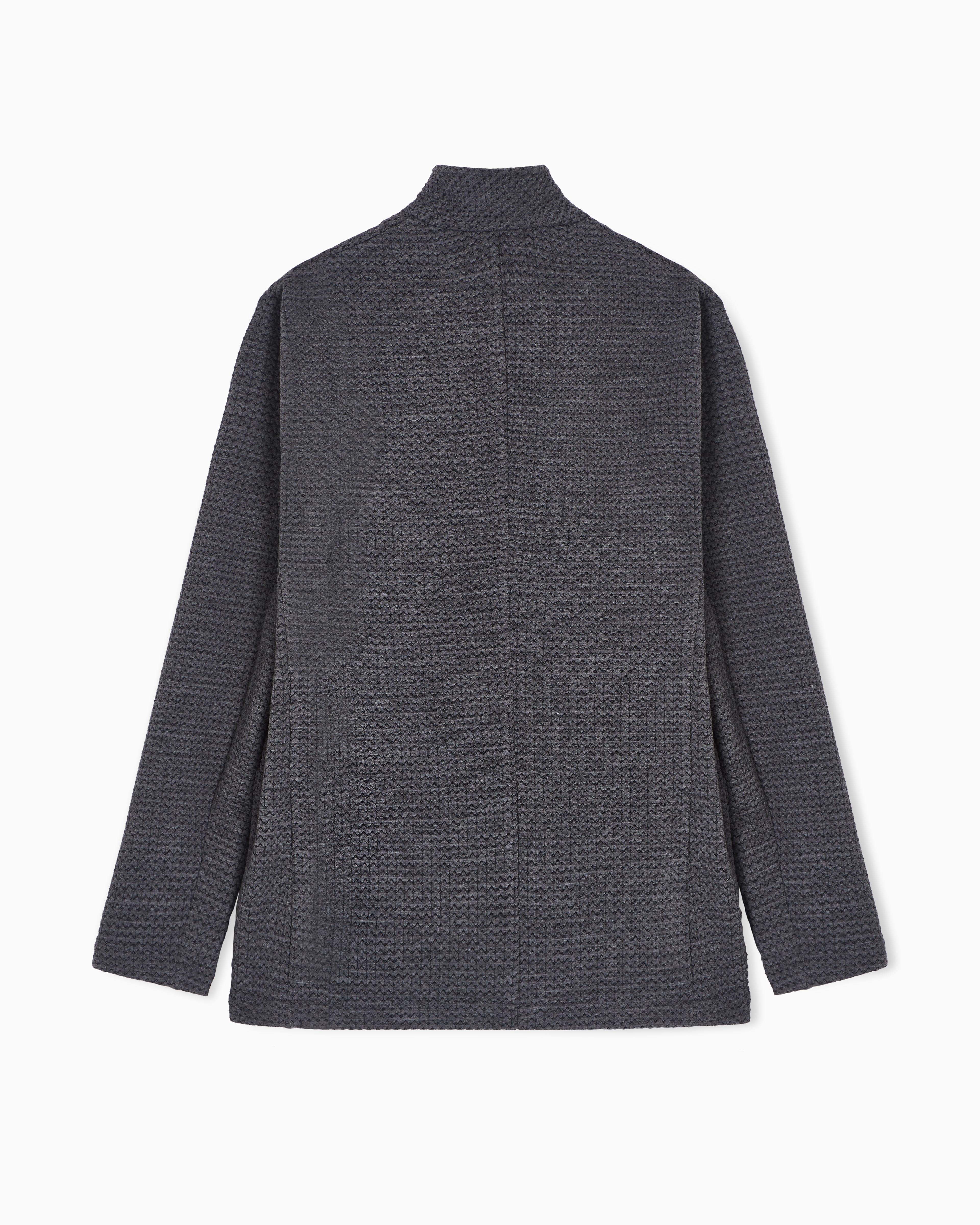 Emporio Armani Textured Fabric Blazer Featuring Front Pockets In Gray