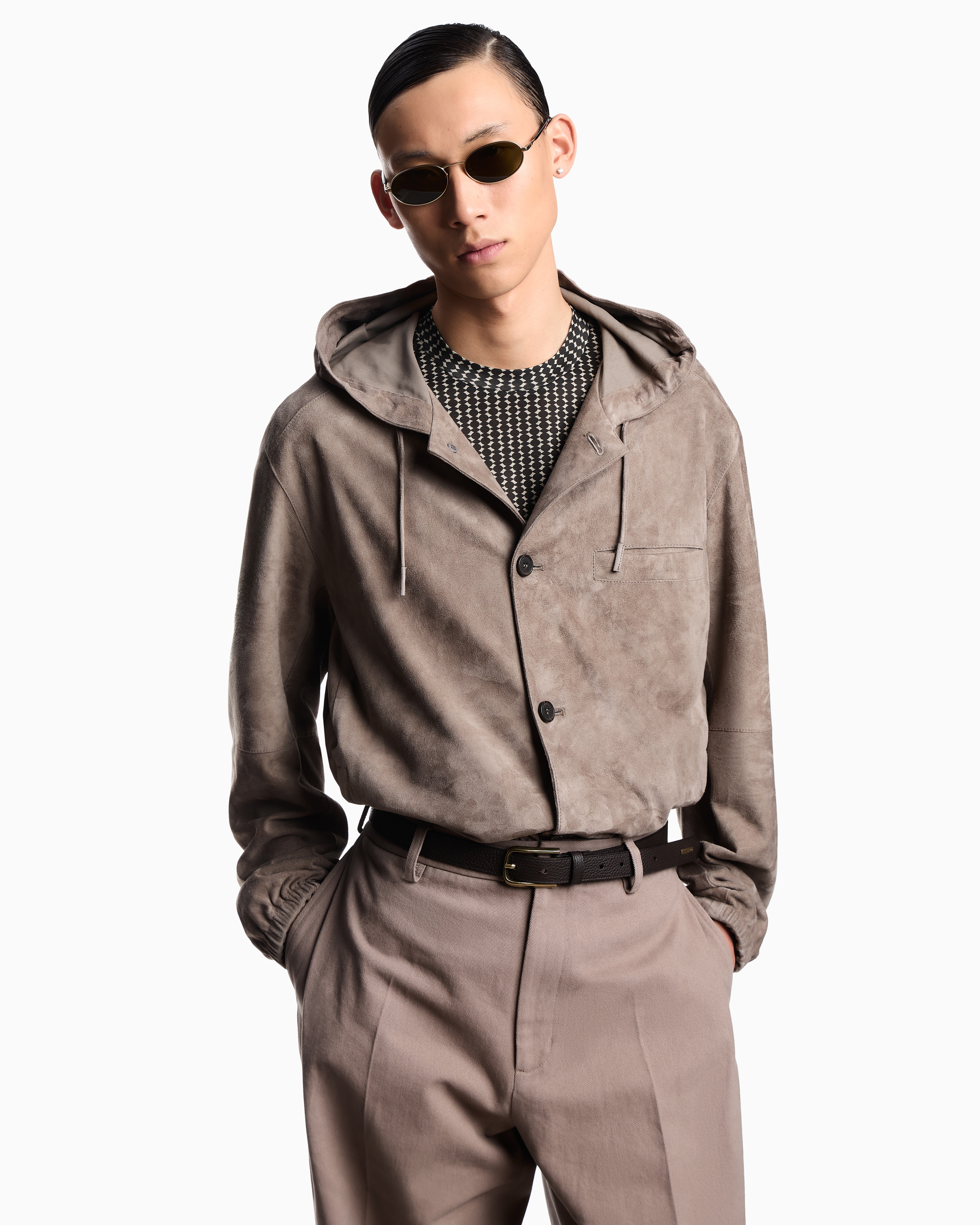 フード付きブルゾン ゴートスエード | Emporio Armani
