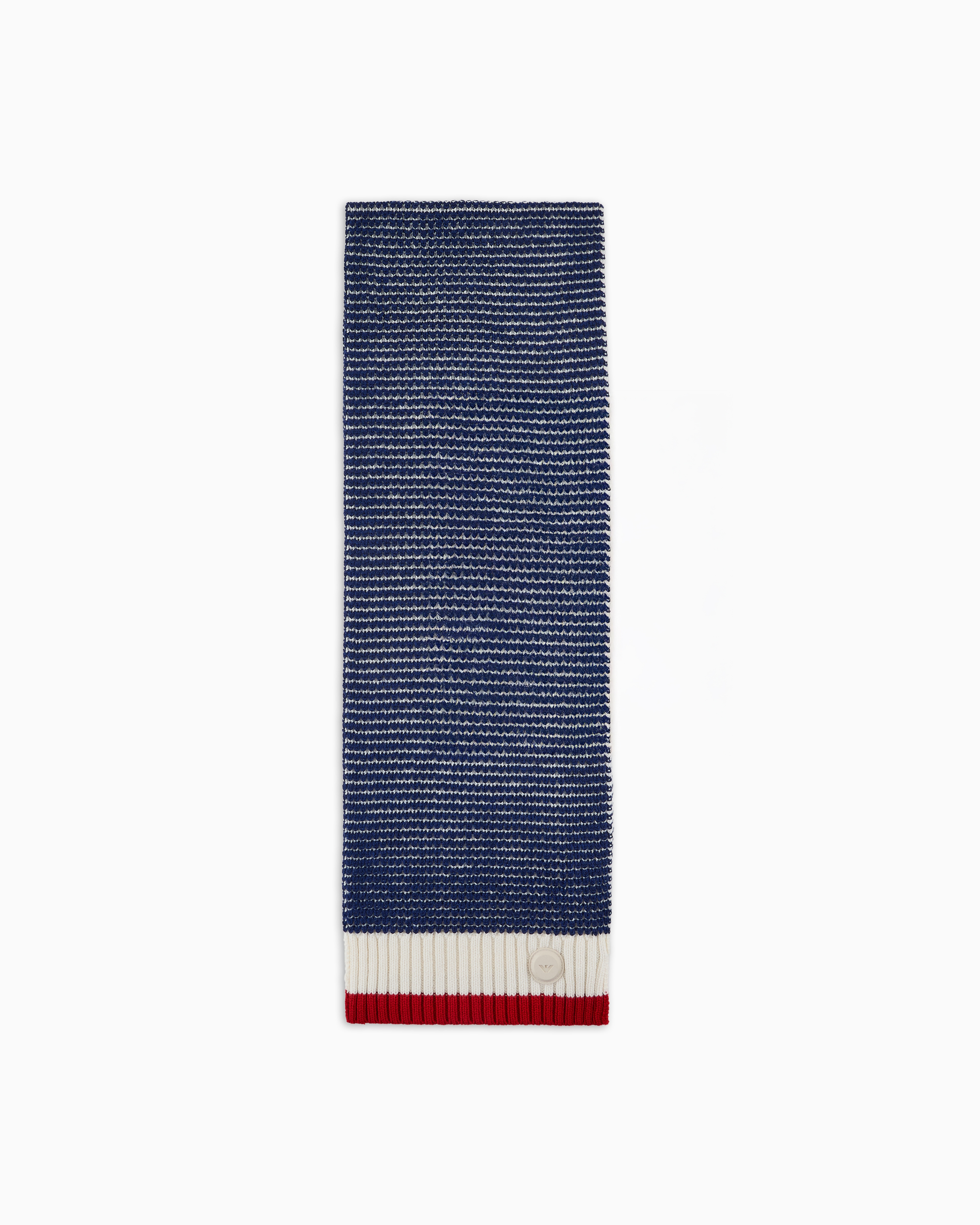 Emporio Armani - Wool-blend scarf a mixed-stitch knit, Boy, Blue, Size: