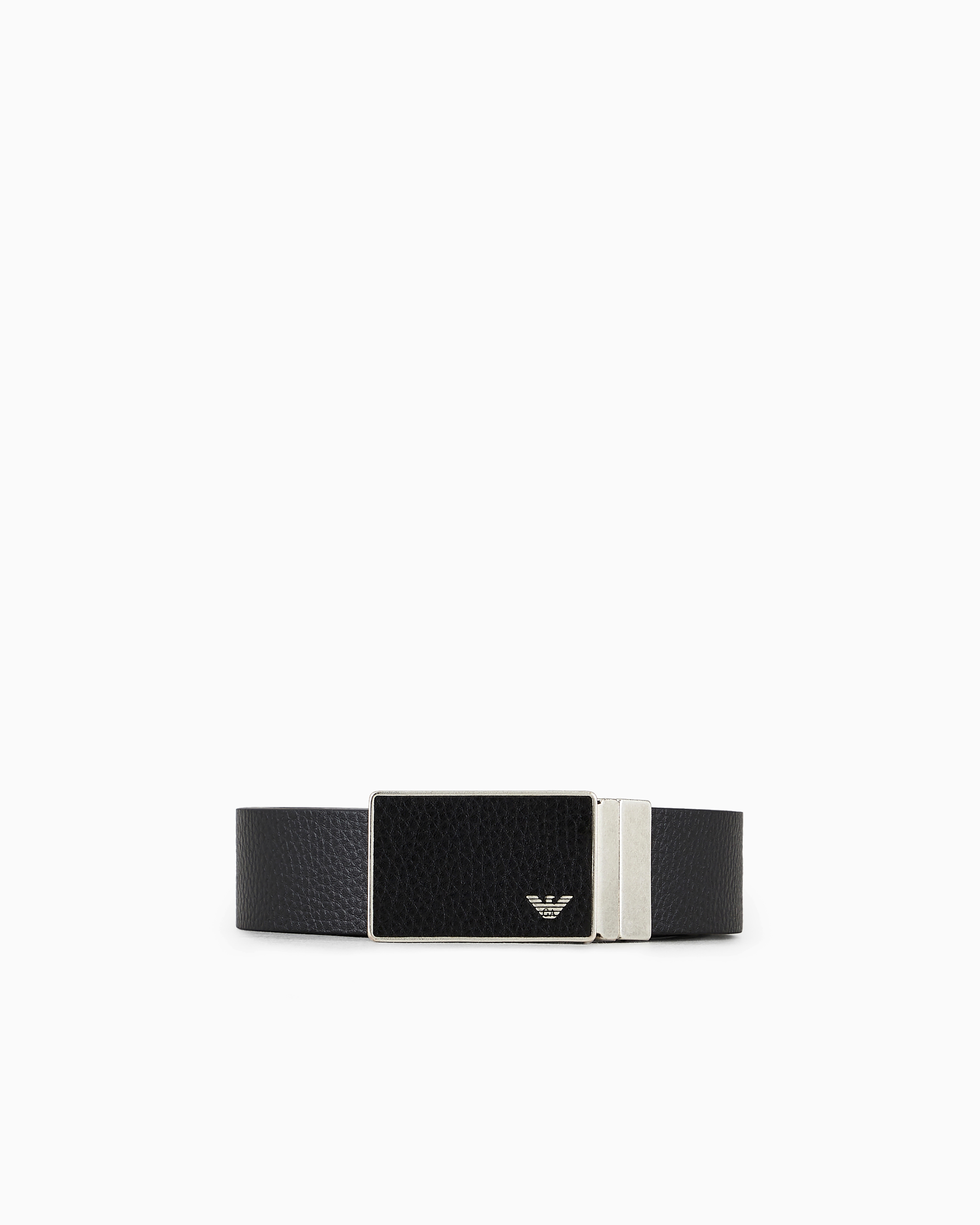 Emporio Armani - Gift box with reversible belt in full-grain leather and interchangeable buckle, Man, Black, Size: TU
