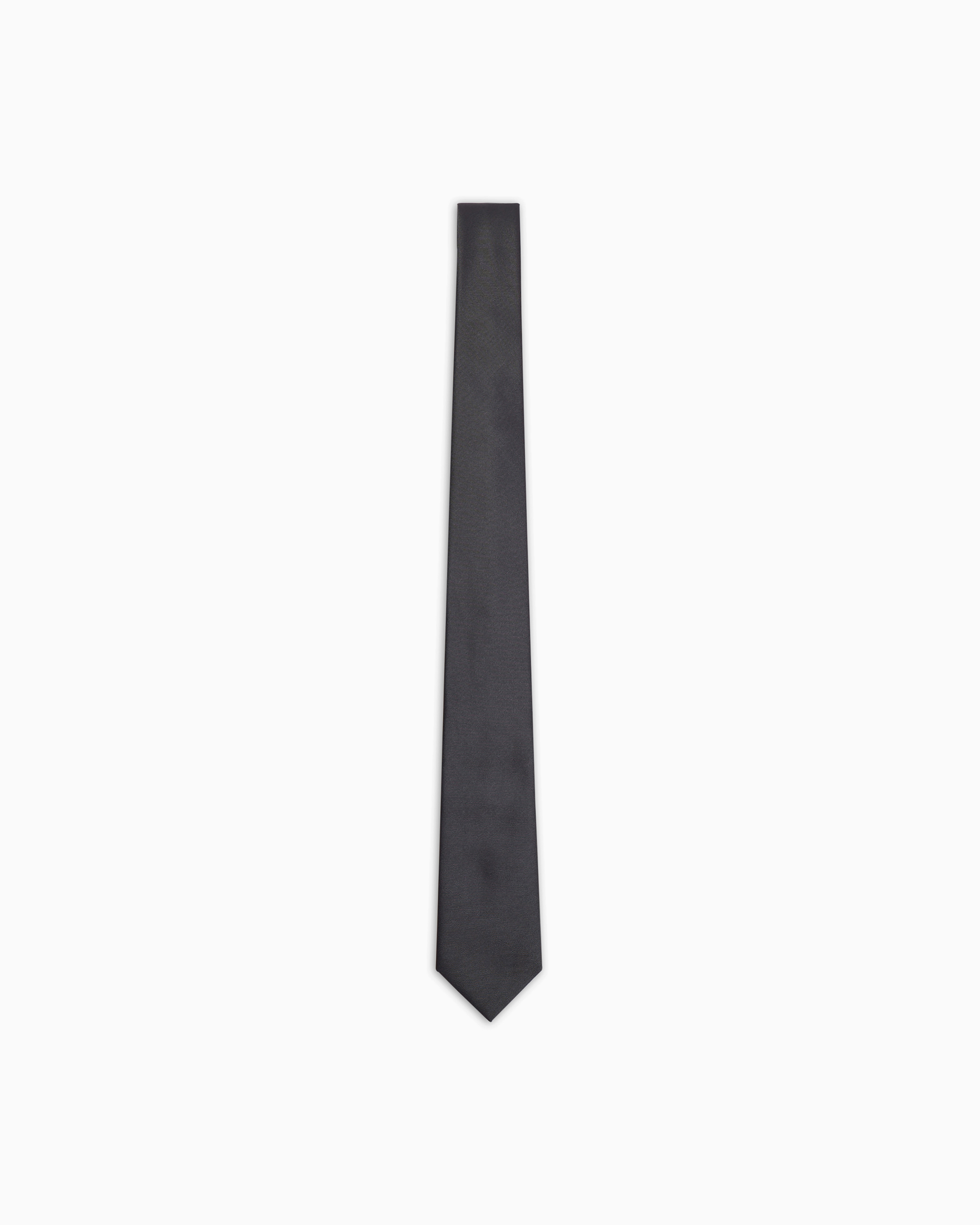 Emporio Armani Men's Grey Ottoman-Style Pure Silk Tie