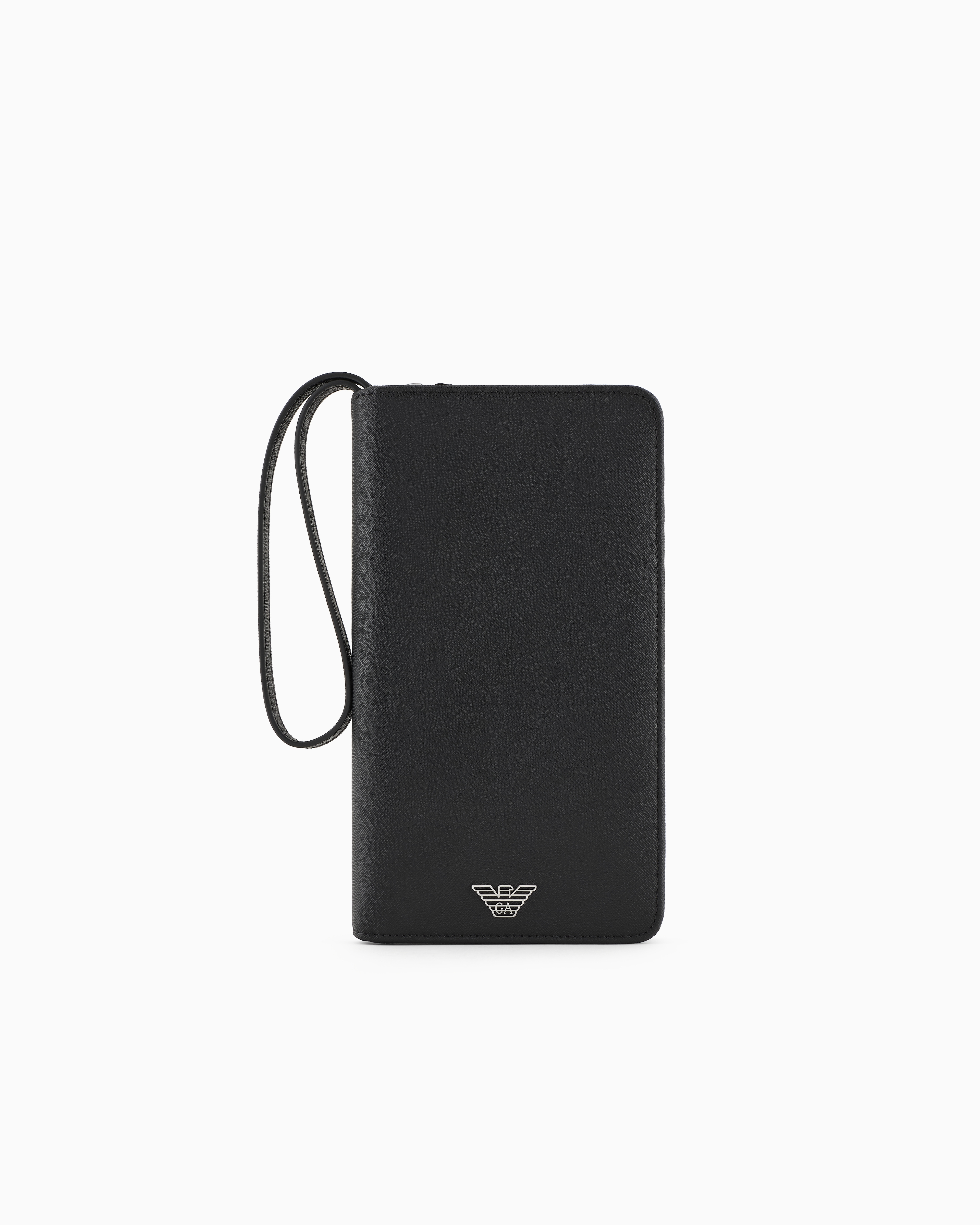 Emporio Armani - ASV regenerated Saffiano leather organiser with eagle plate, Man, Black, Size: TU