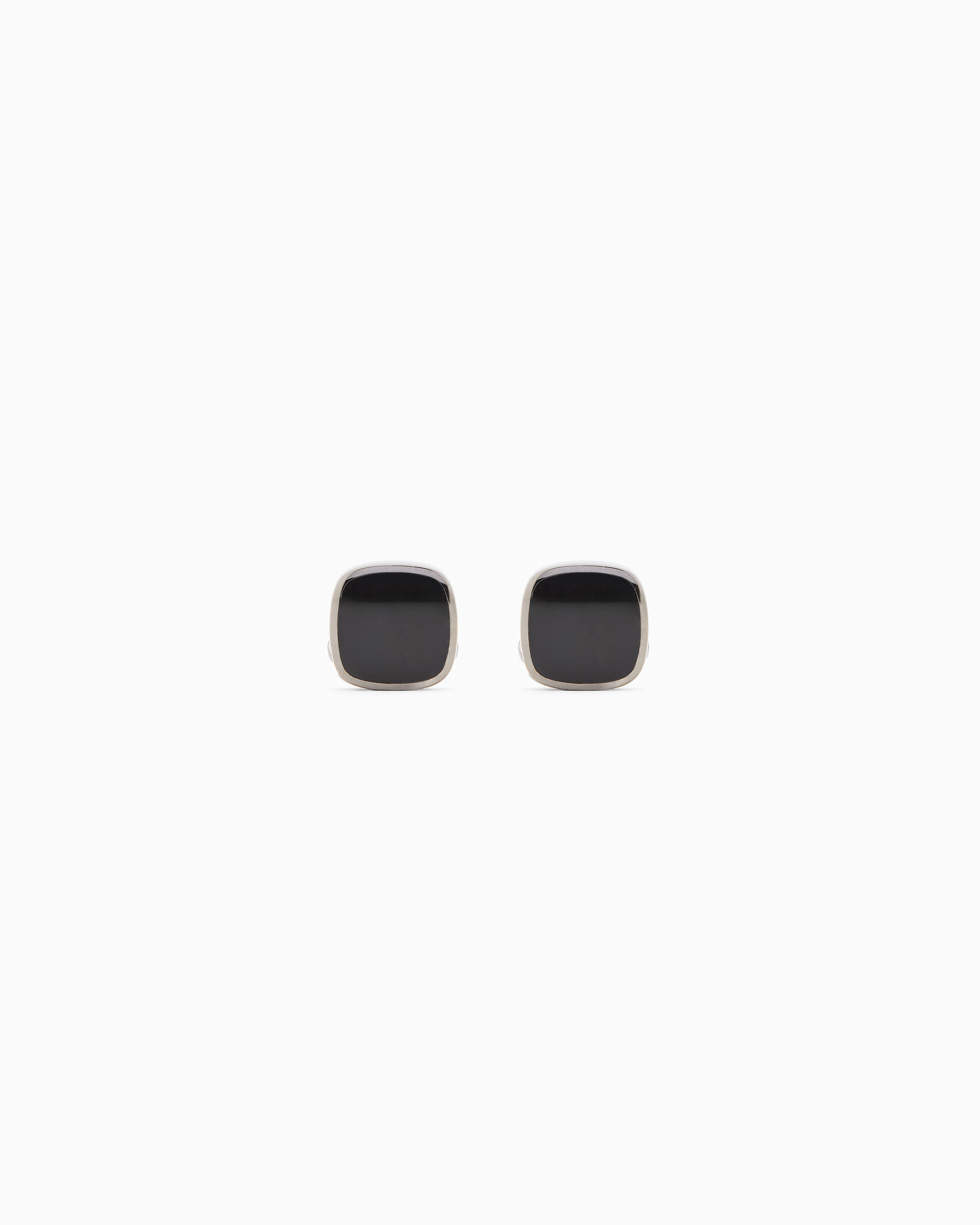Giorgio Armani Black Sterling Silver Square Cufflinks