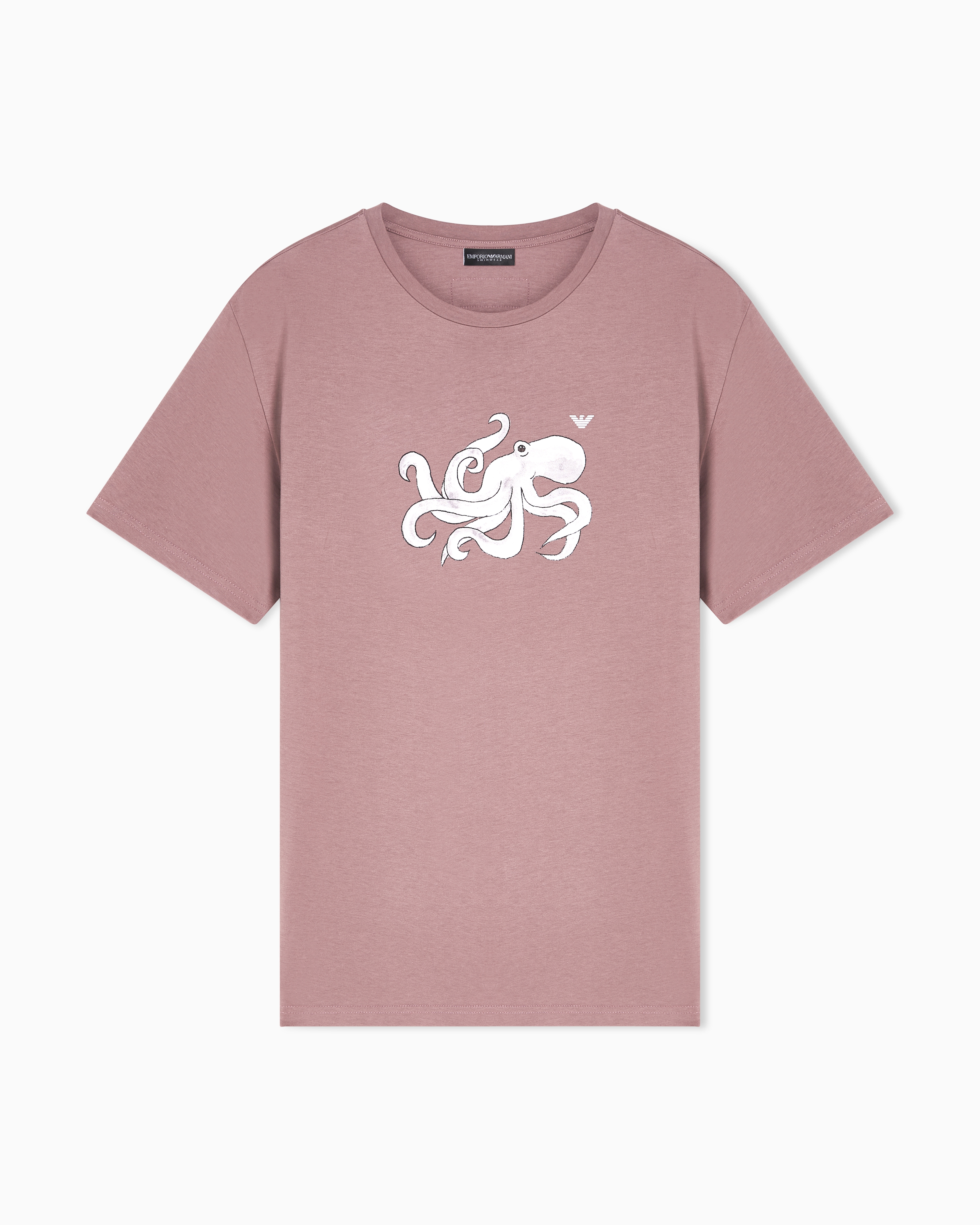 Emporio Armani Pink Sea Animals Jersey Beachwear T-Shirt