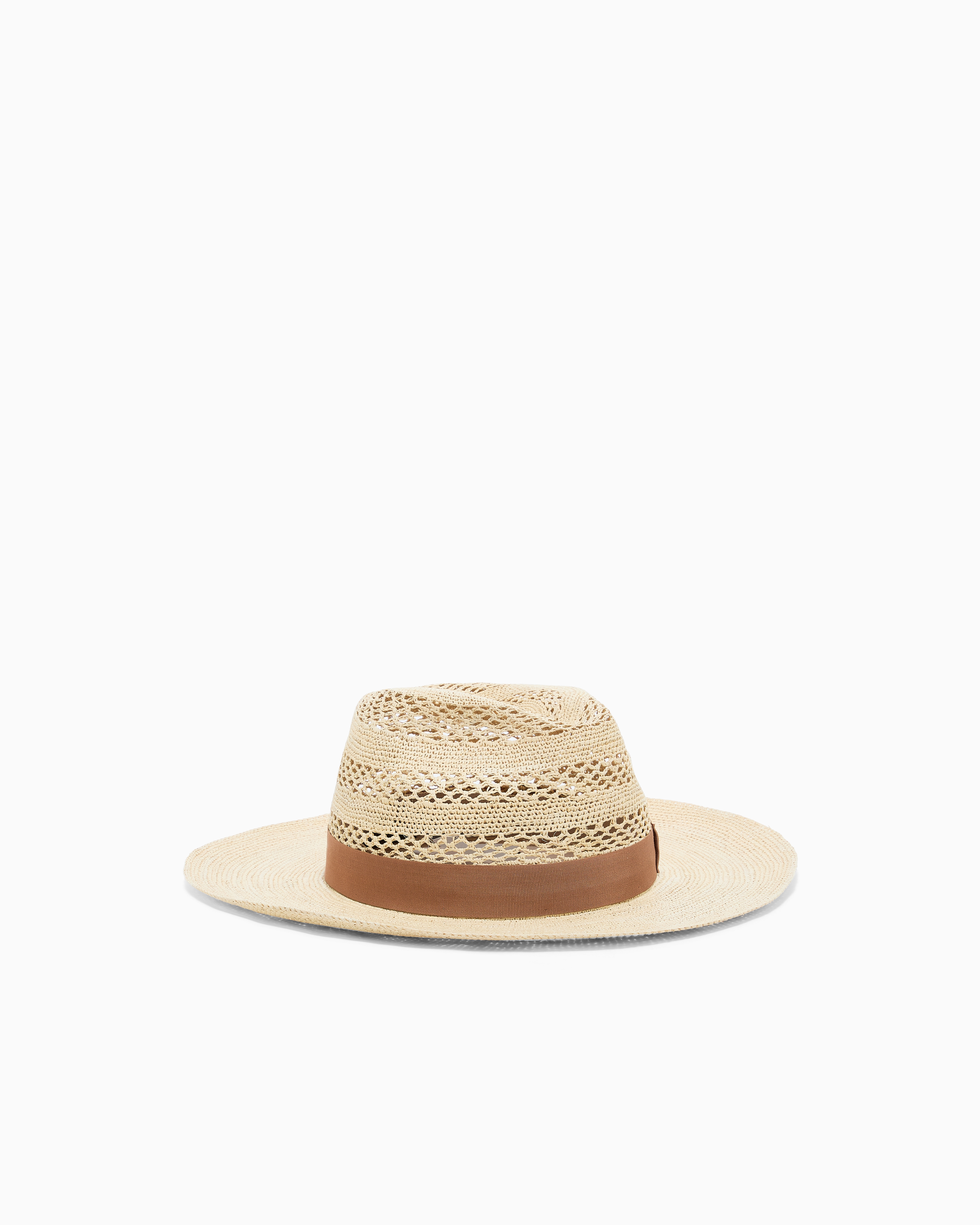 Giorgio Armani Beige Perforated Straw Hat