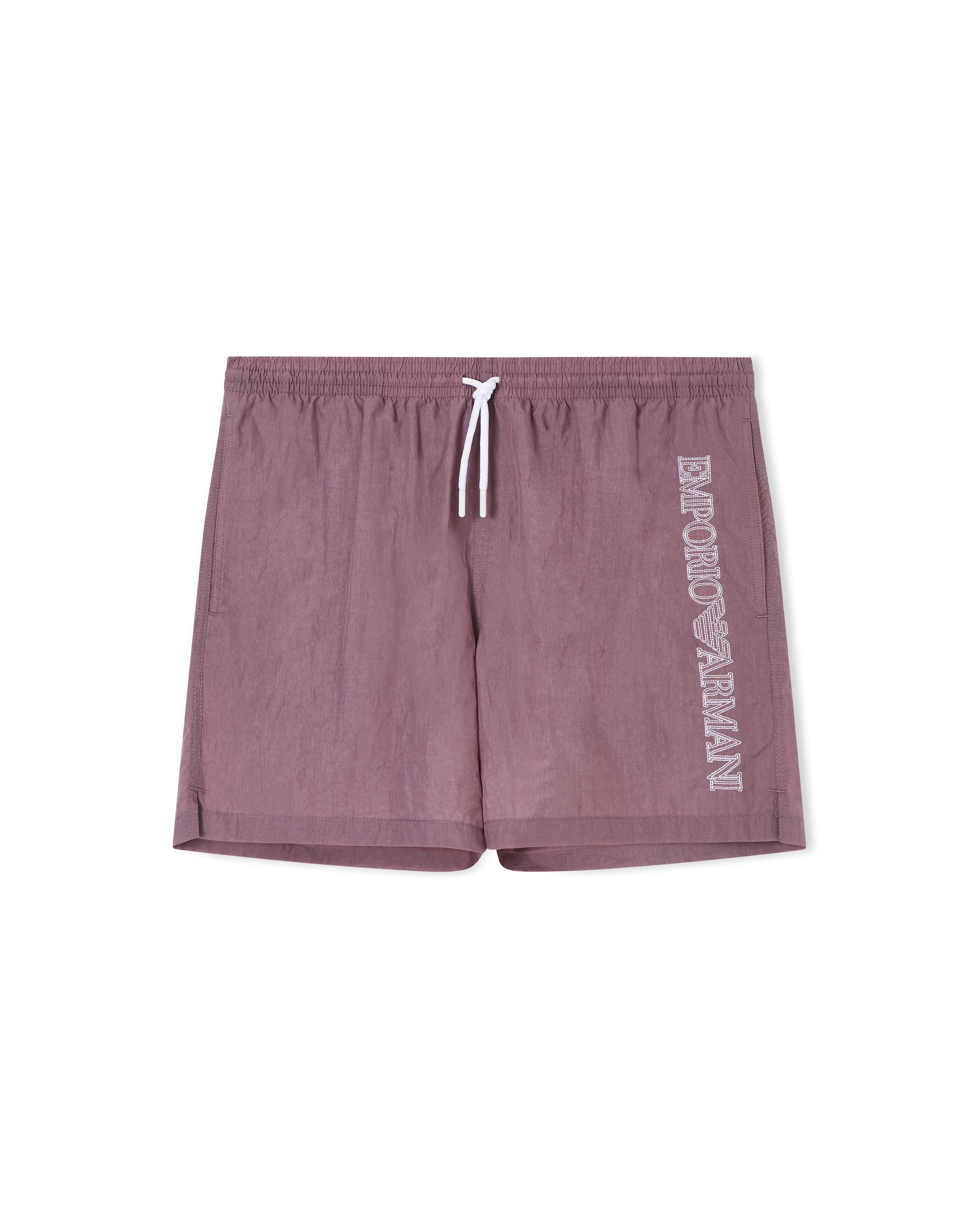 Emporio Armani Purple Swim Shorts With Stitched Logo Embroidery
