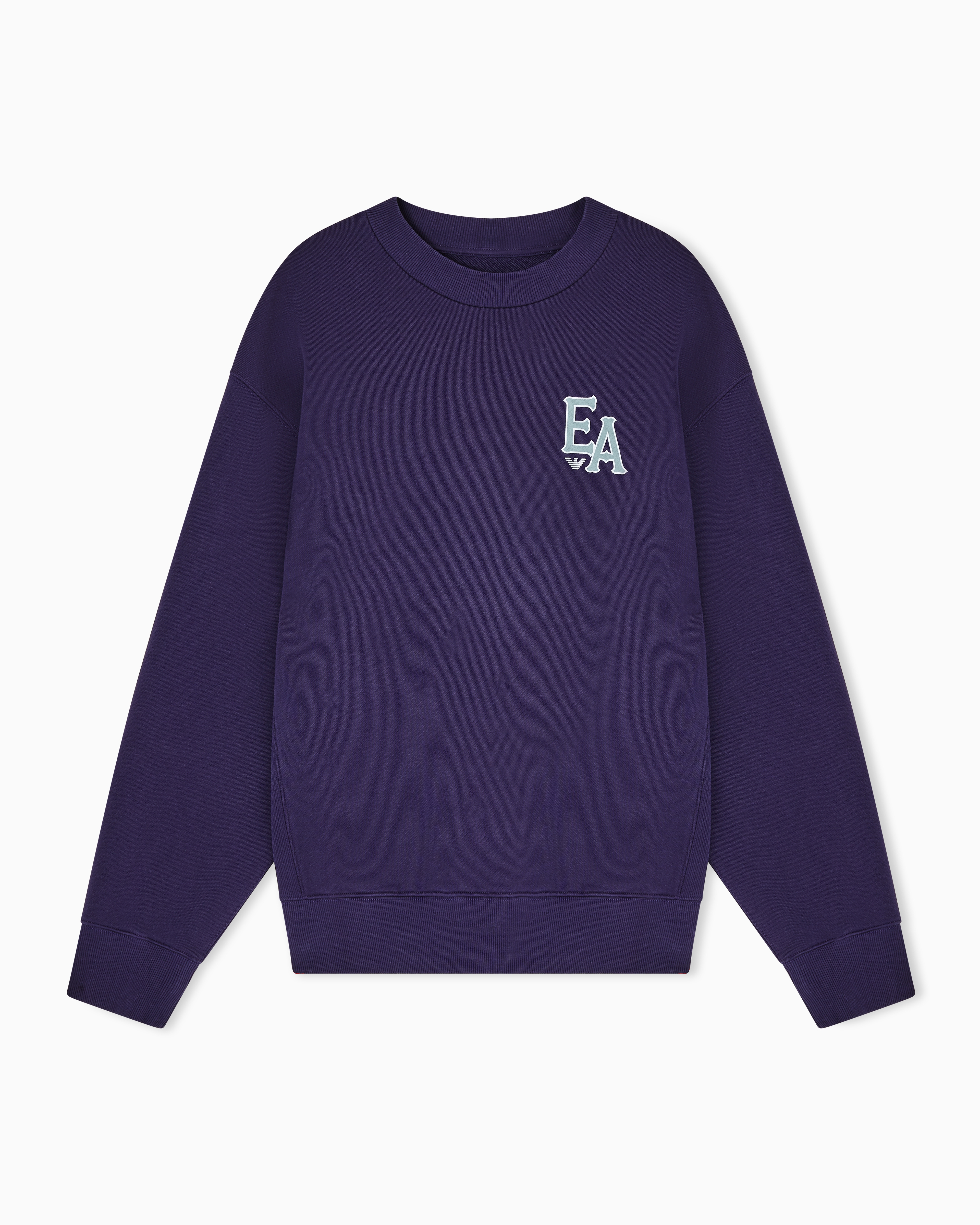 Emporio Armani Purple Eagle Club Organic Jersey Sweatshirt With Print