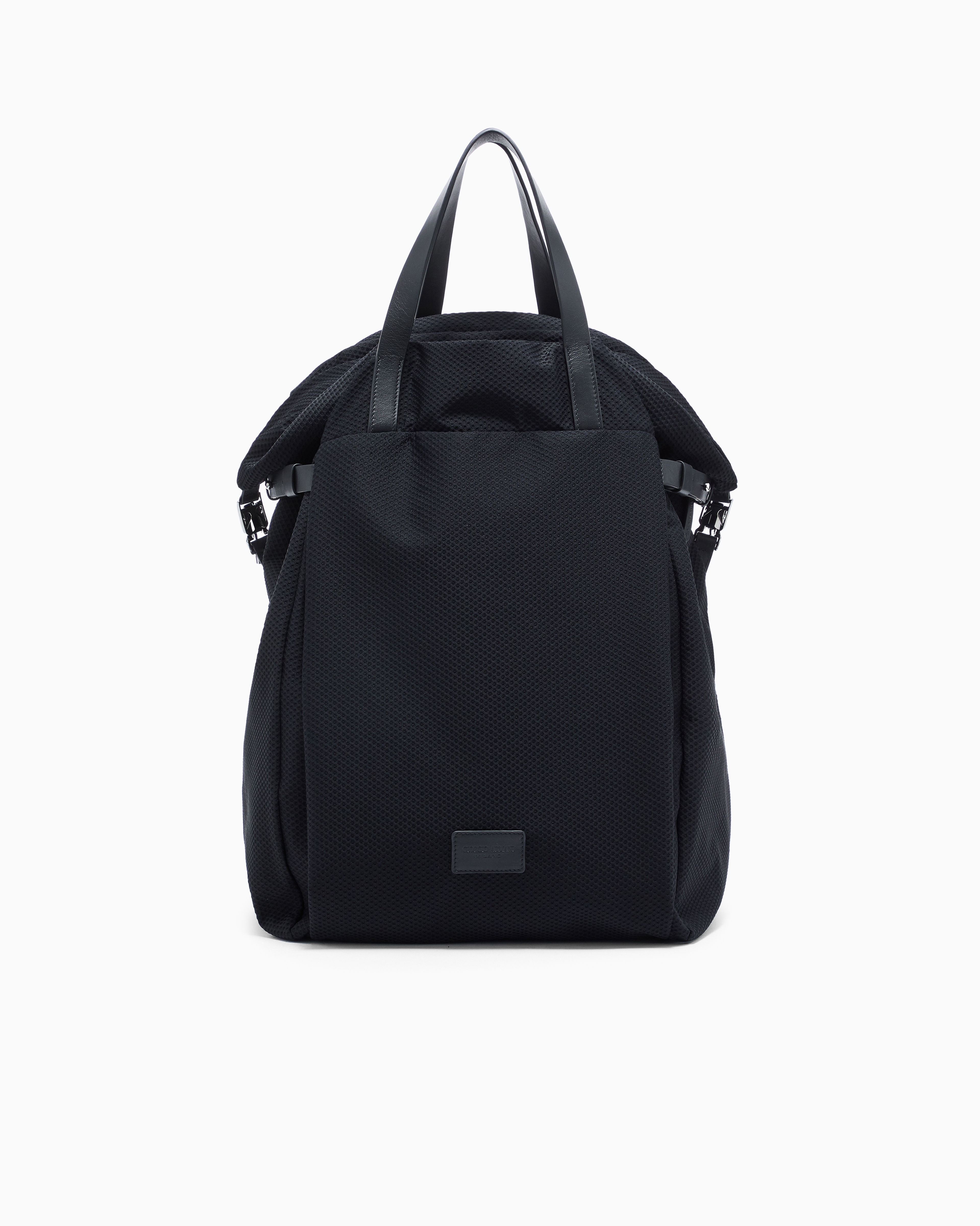 Giorgio Armani Black Mesh And Leather Backpack