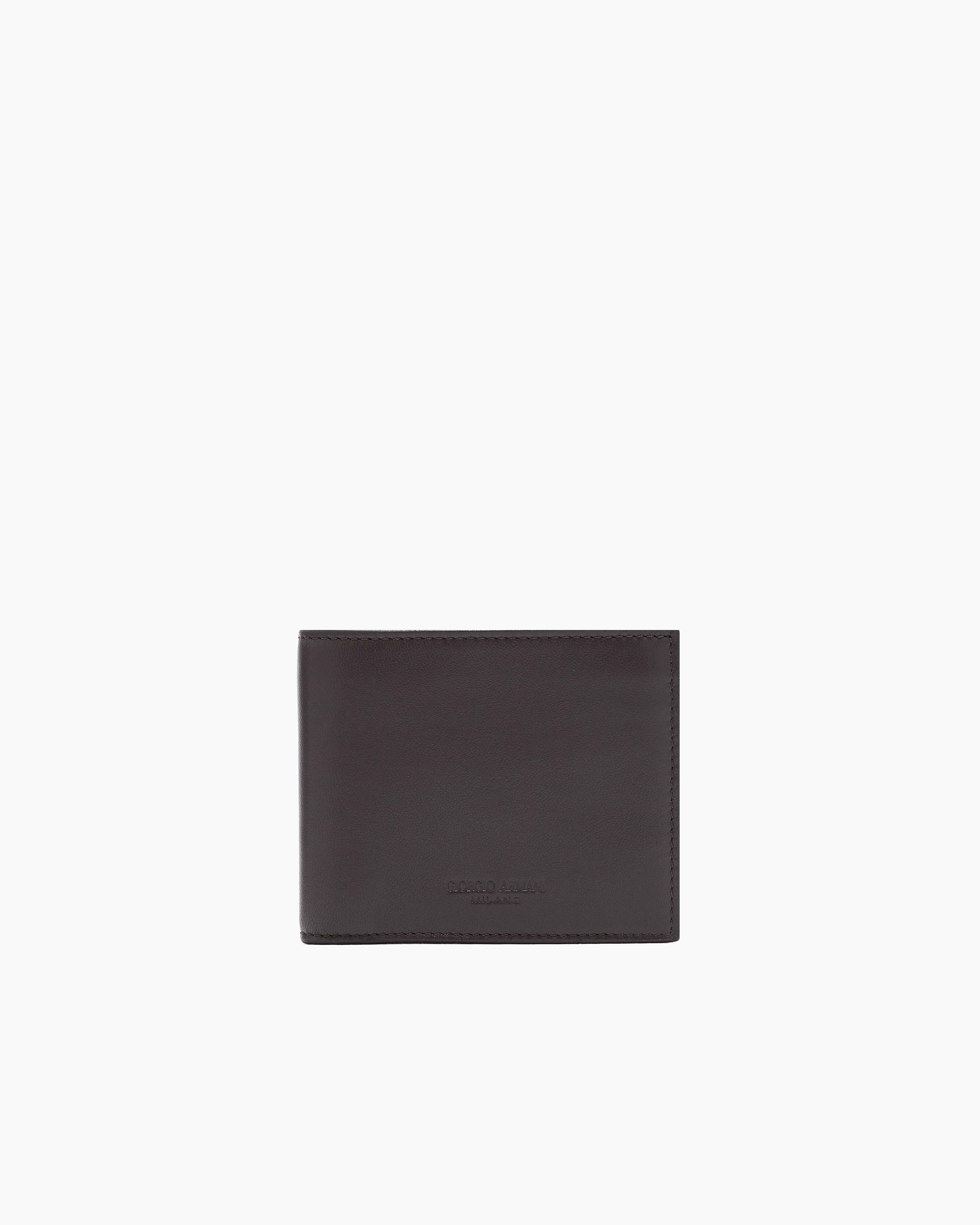 Giorgio Armani Nappa-leather Bifold Wallet In Brown