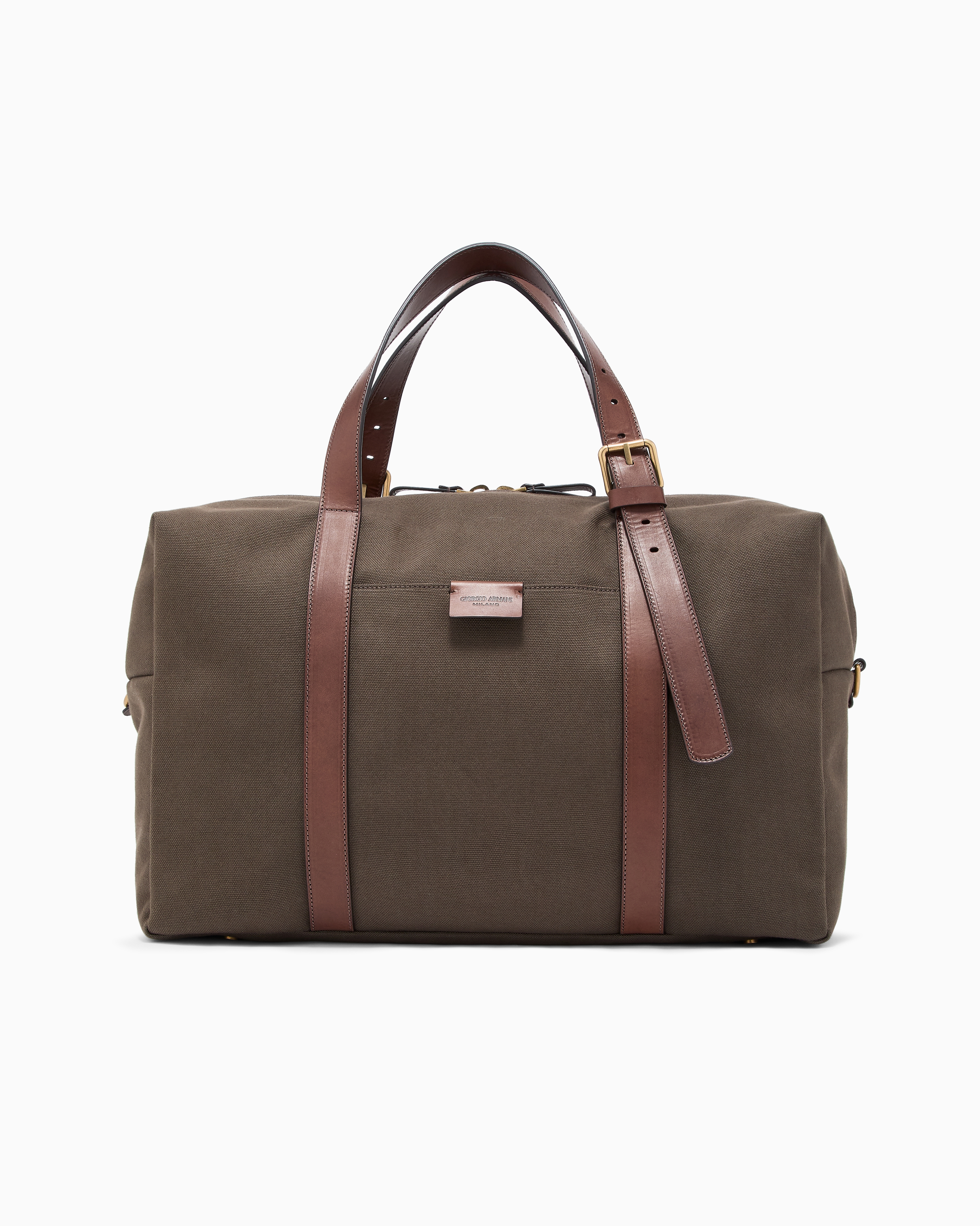Giorgio Armani Brown Canvas-And-Leather Duffel Bag