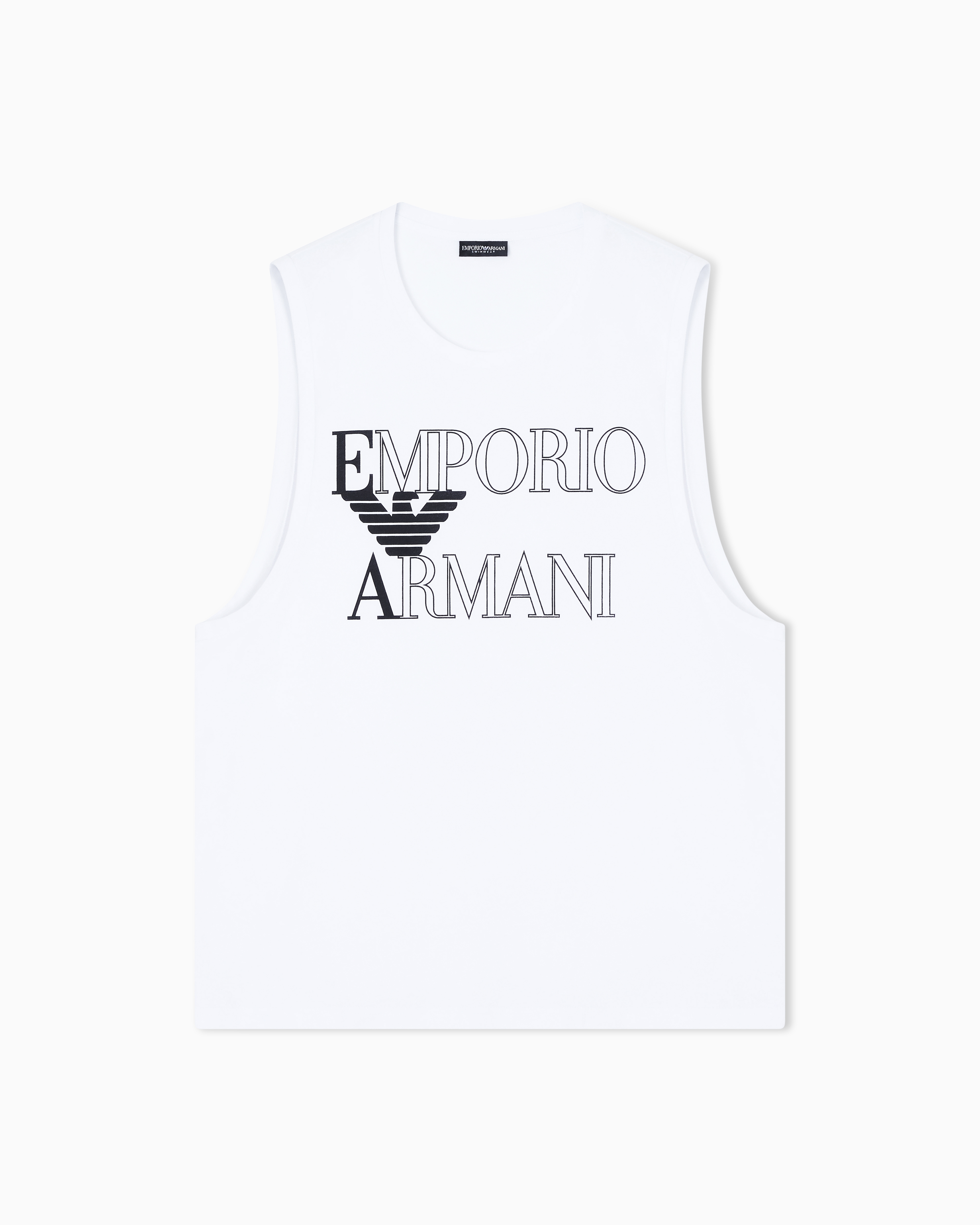 Emporio Armani White Bold Logo Beachwear Tank Top In Jersey
