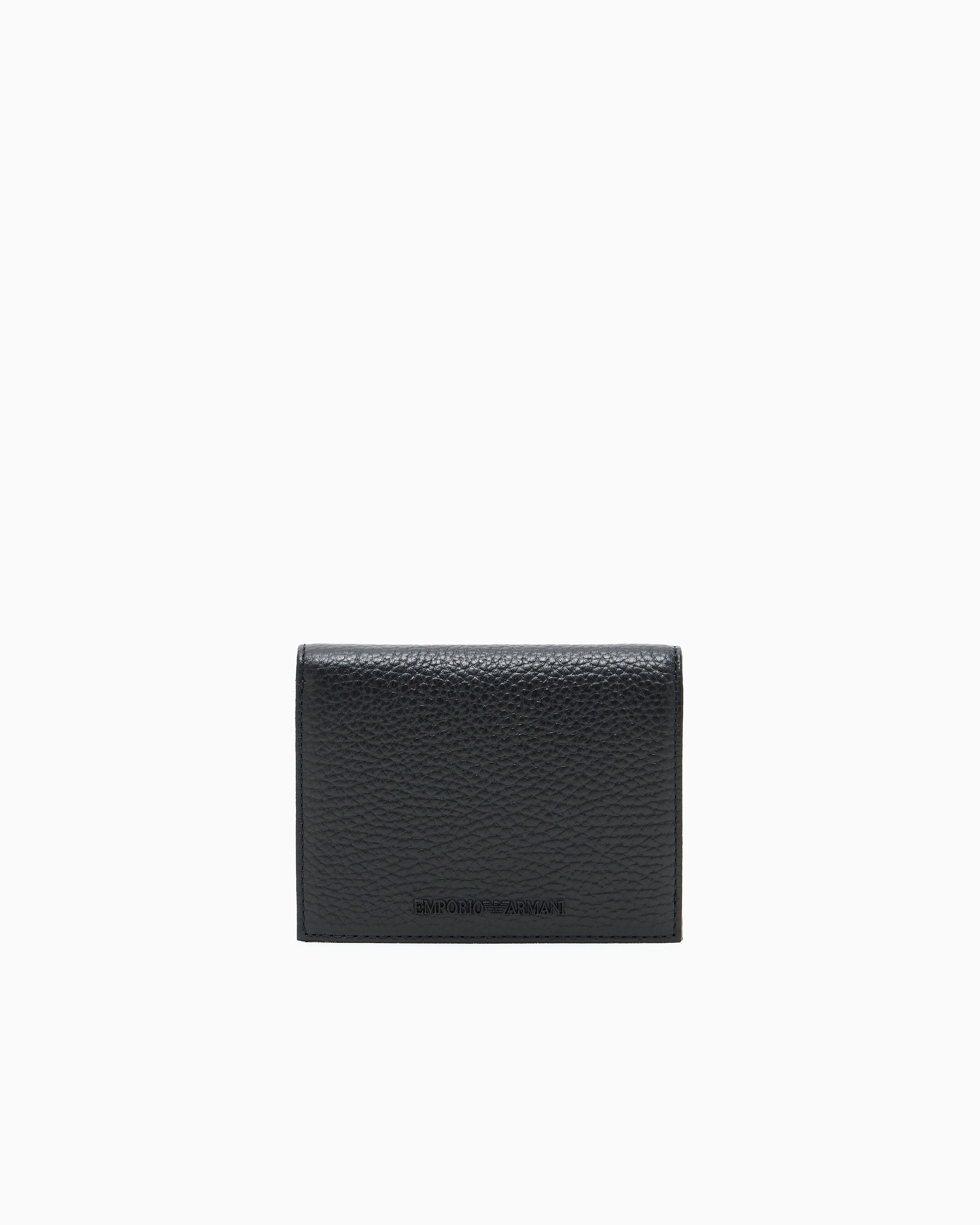 Emporio Armani Black Tumbled Leather Compact Wallet