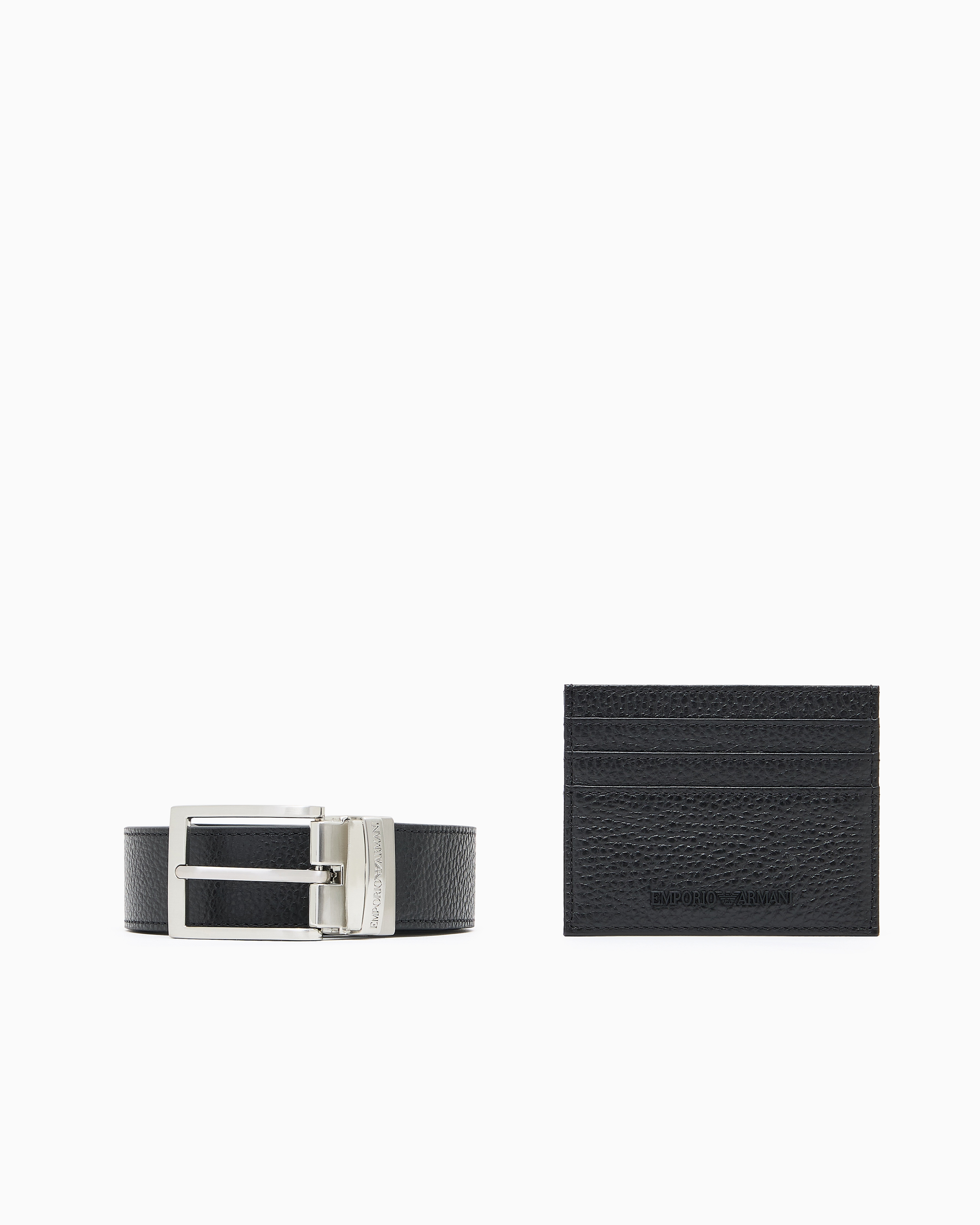 Gift box with tumbled-leather belt and card holder | Emporio Armani