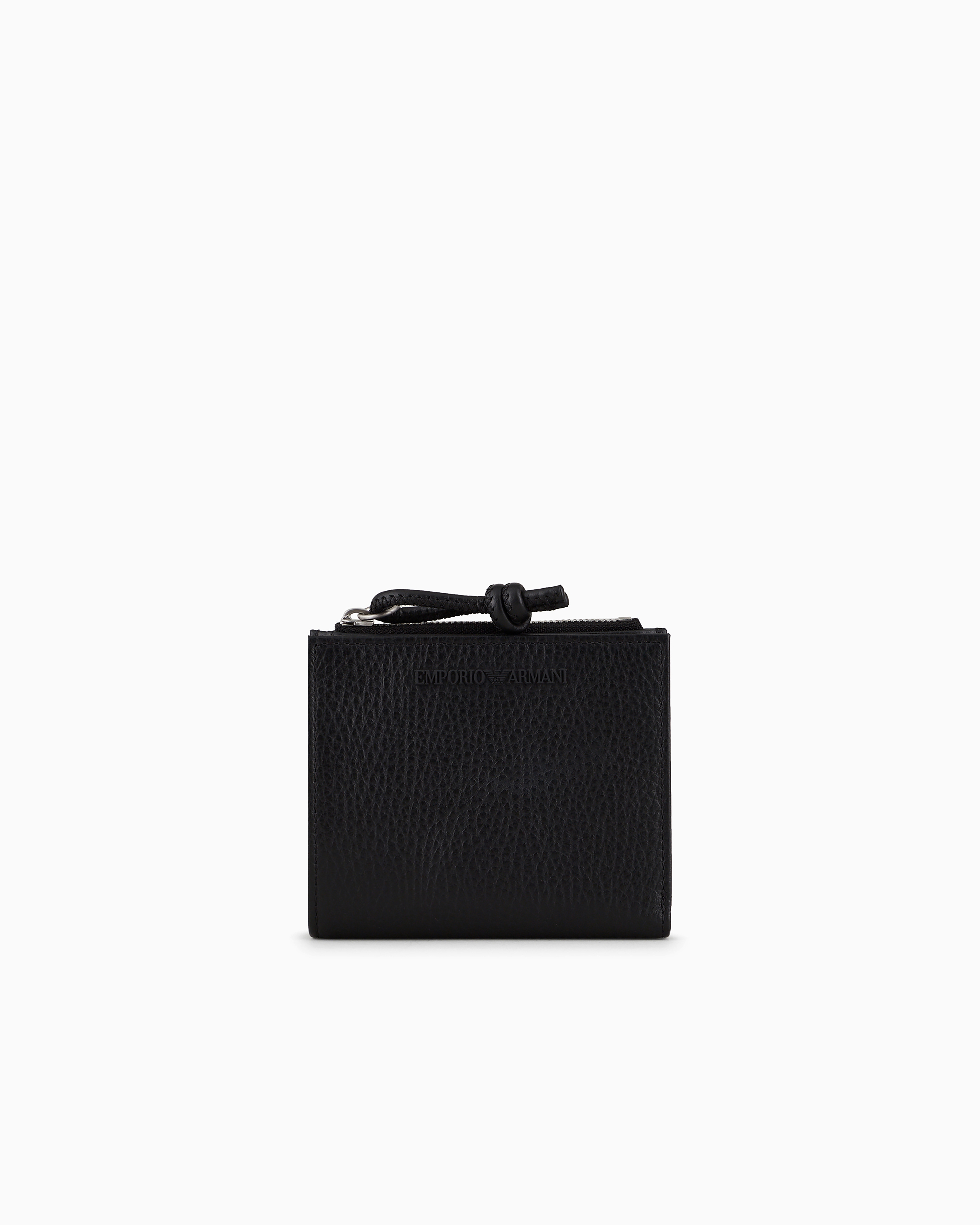 Emporio Armani Black Zipped, Tumbled-Leather Card Holder