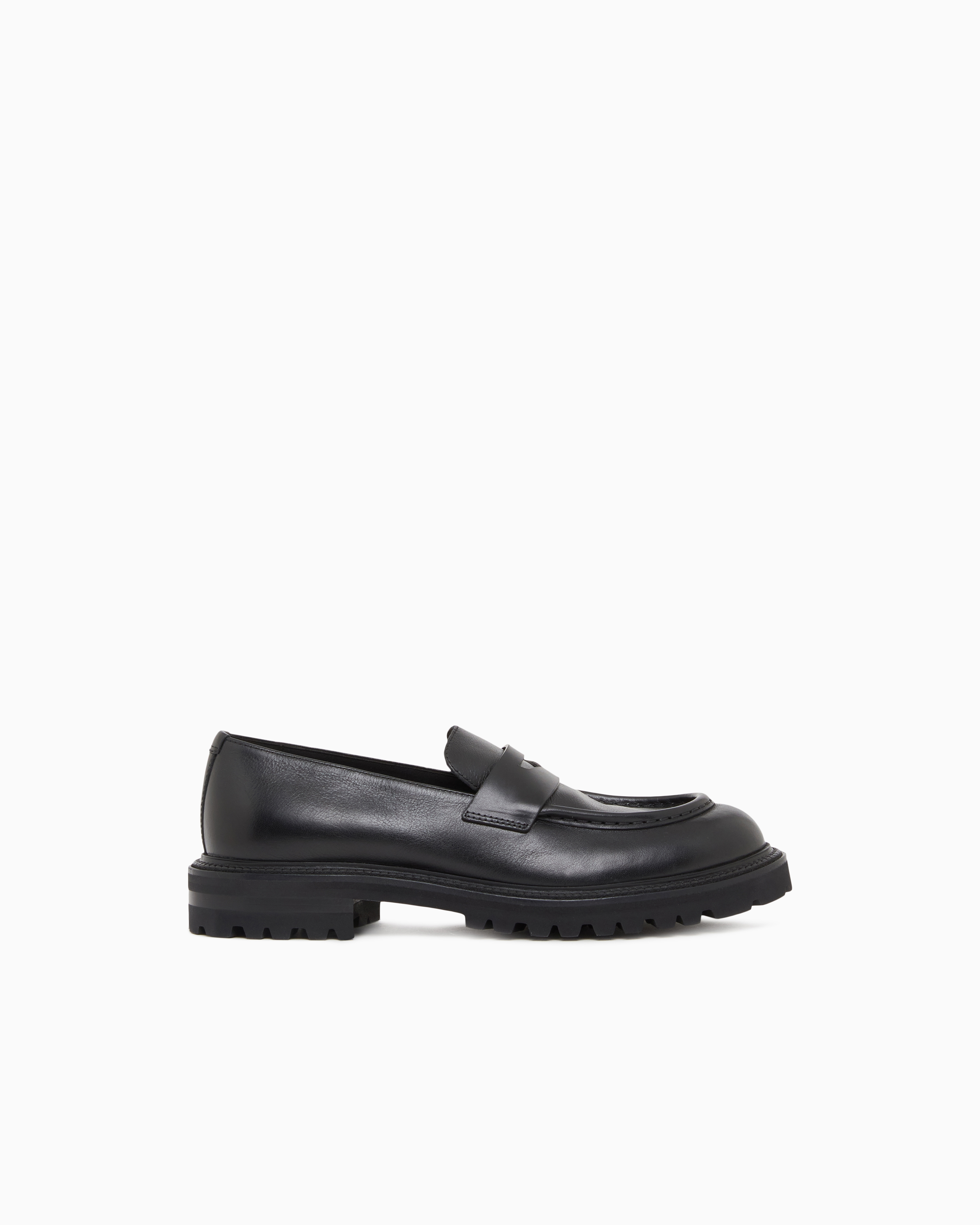 Giorgio Armani Black Nappa Leather Loafers