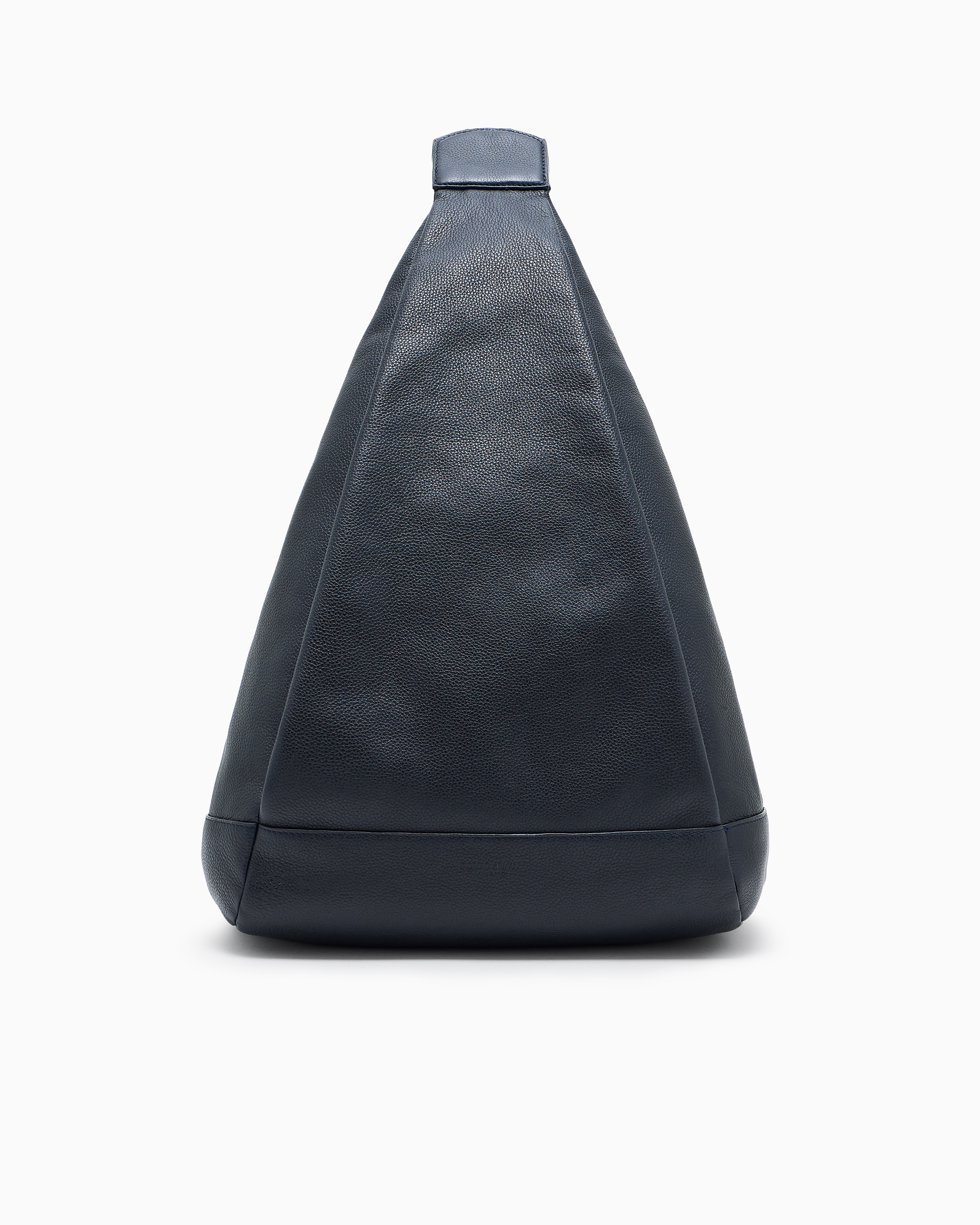 Giorgio Armani Navy Blue Pebbled Leather Sack Backpack