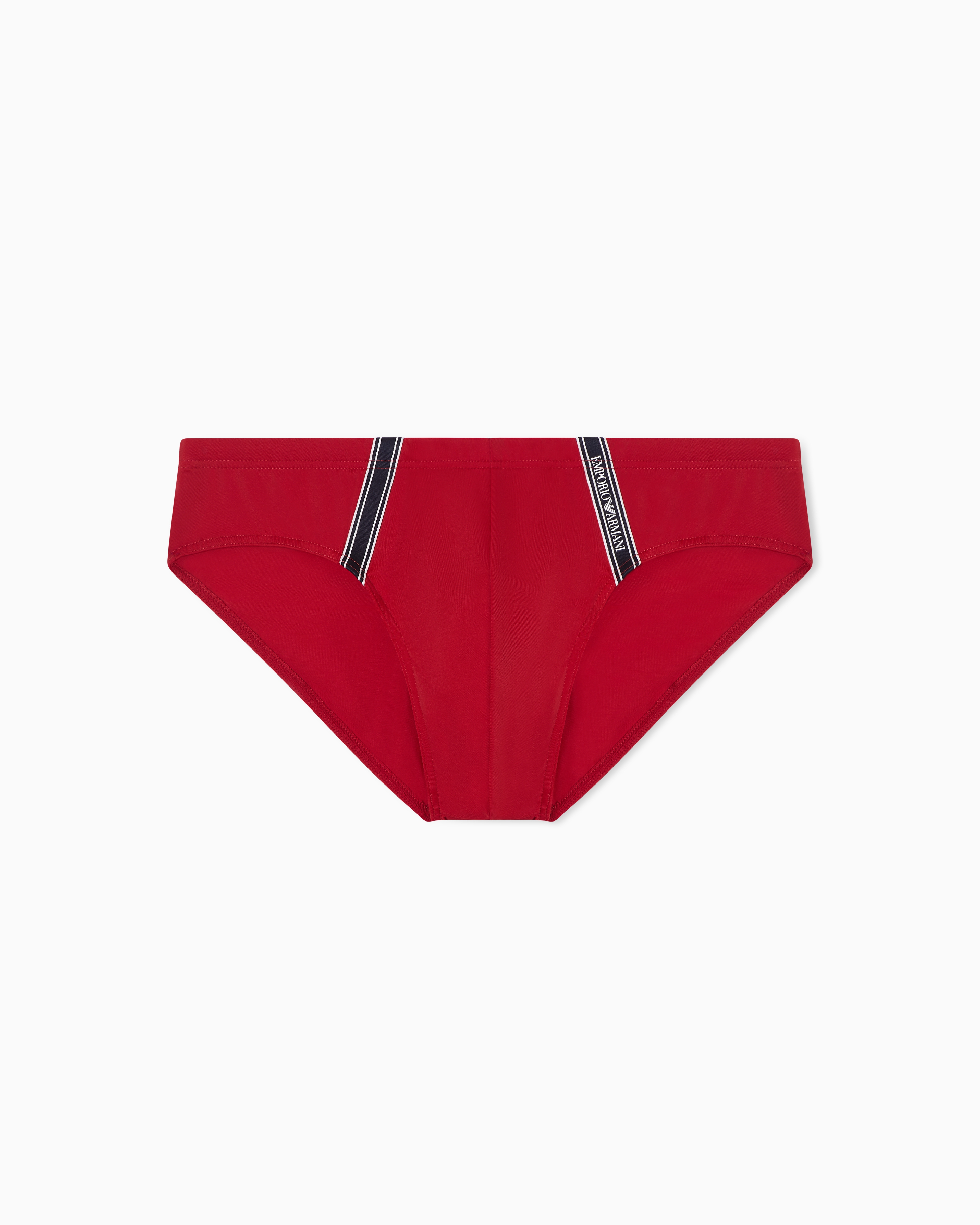 Emporio Armani Red Swim Briefs With Logo Tape