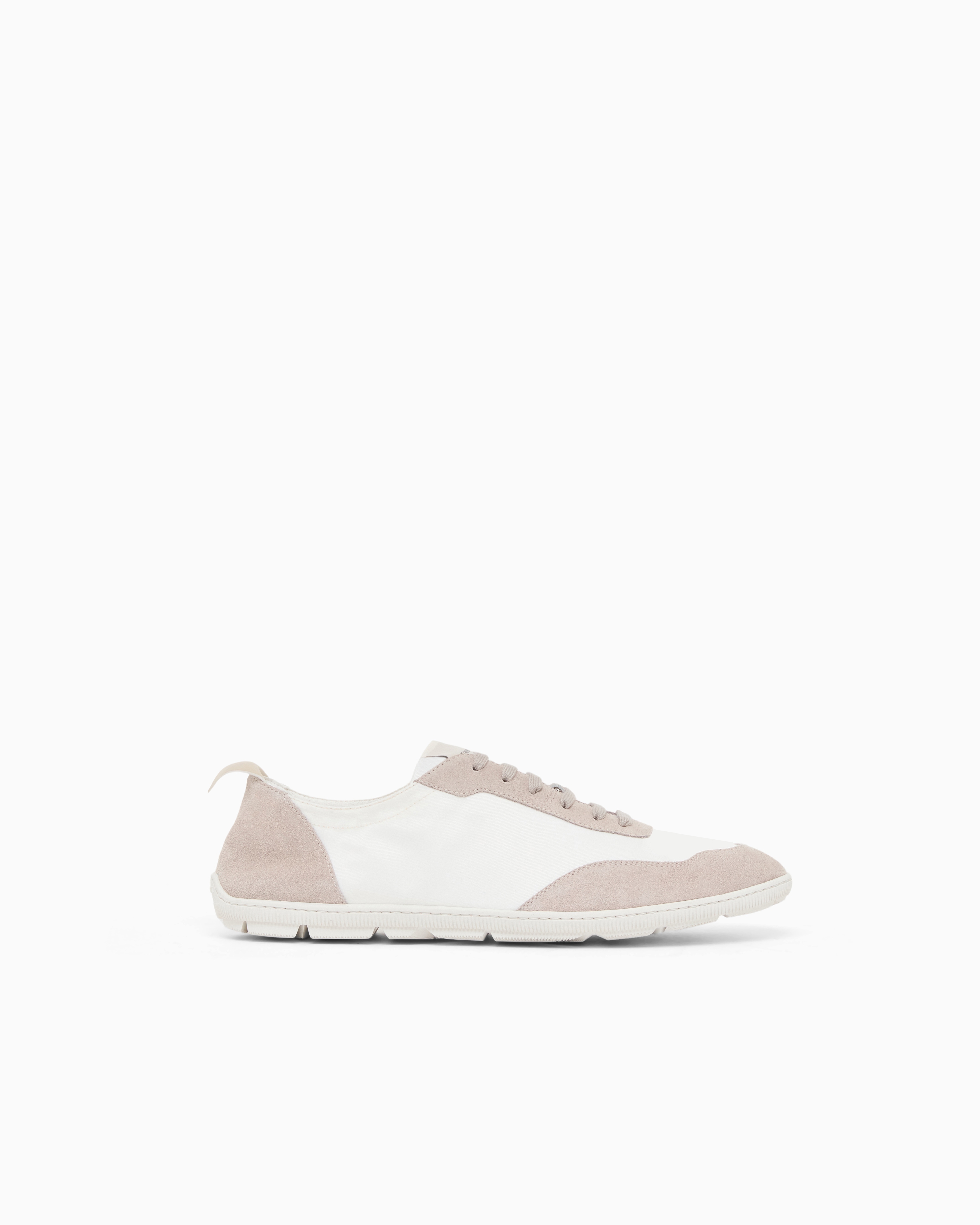 Giorgio Armani White Nylon And Suede Sneakers