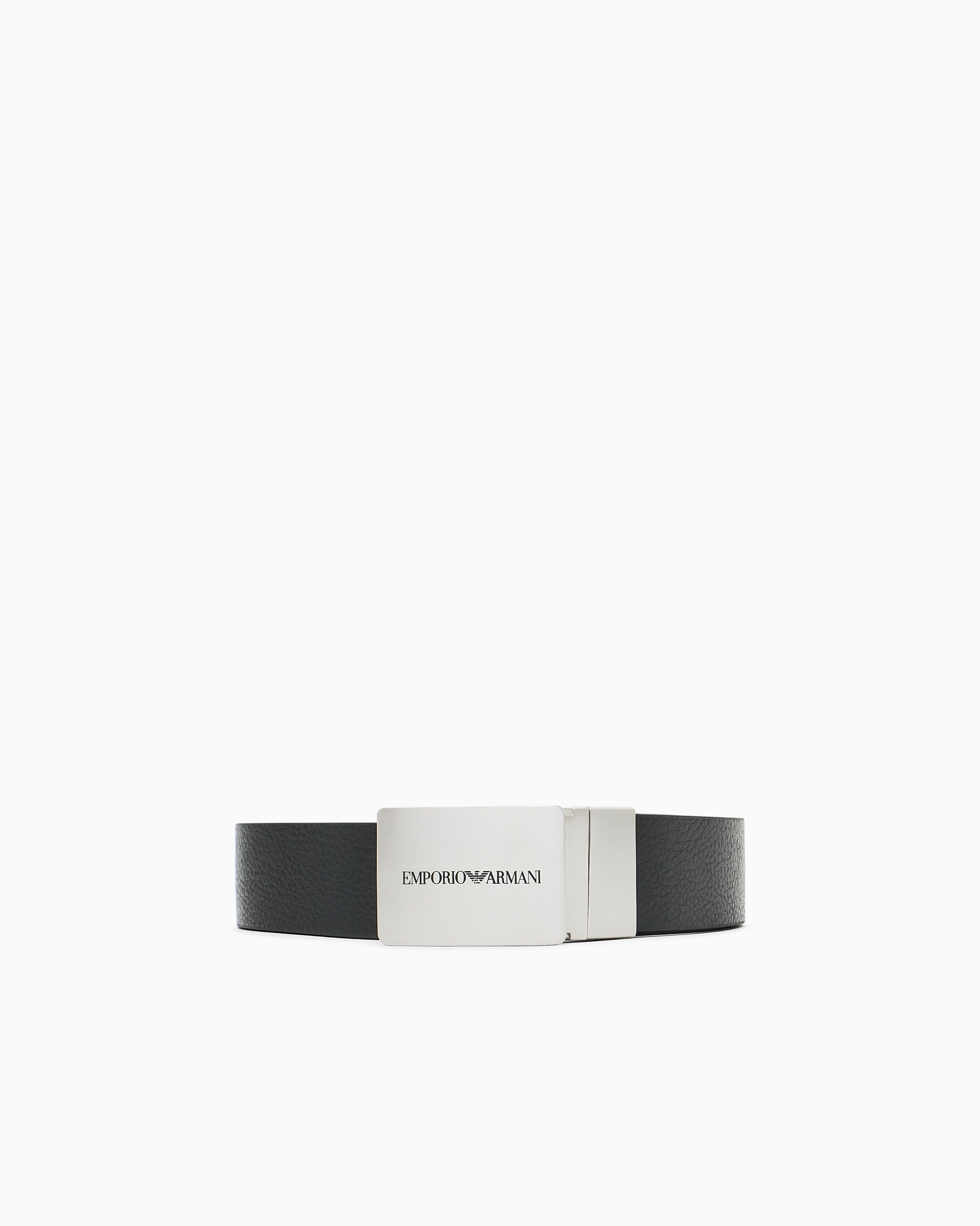 Emporio Armani Black Reversible Leather Belt With Logo Buckle