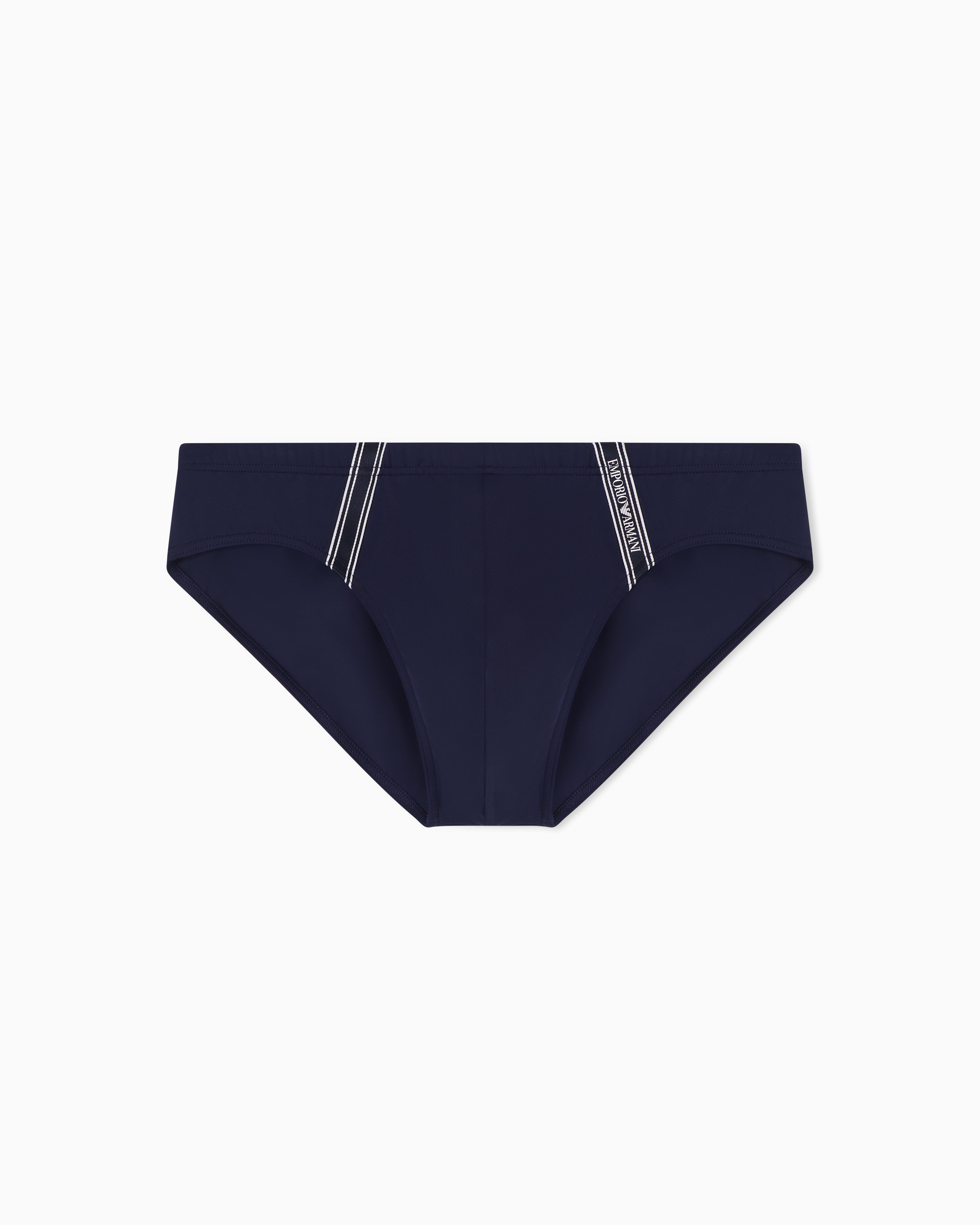 Emporio Armani Navy Blue Swim Briefs With Logo Tape
