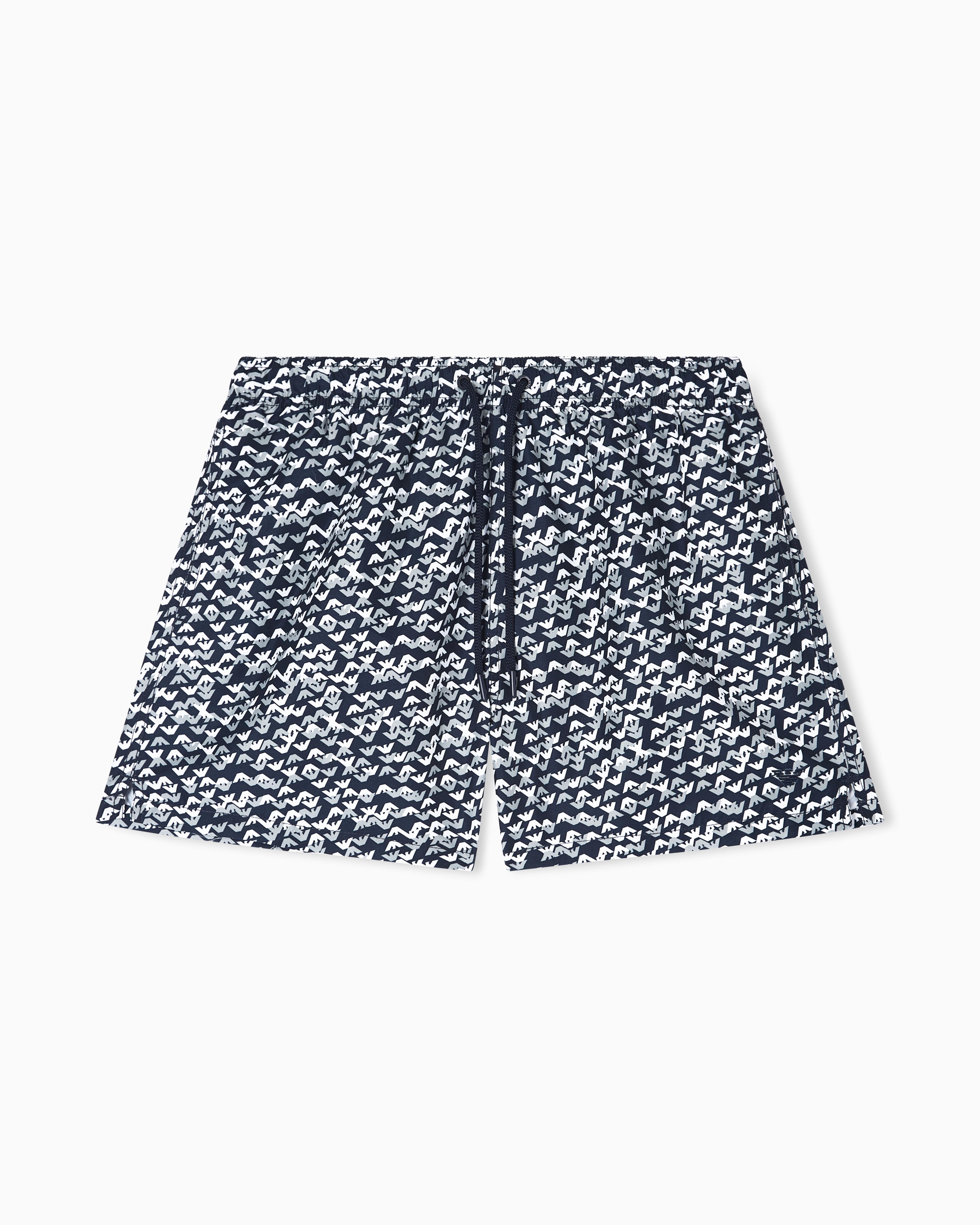 Emporio Armani Blue Swim Shorts With All-Over Logo