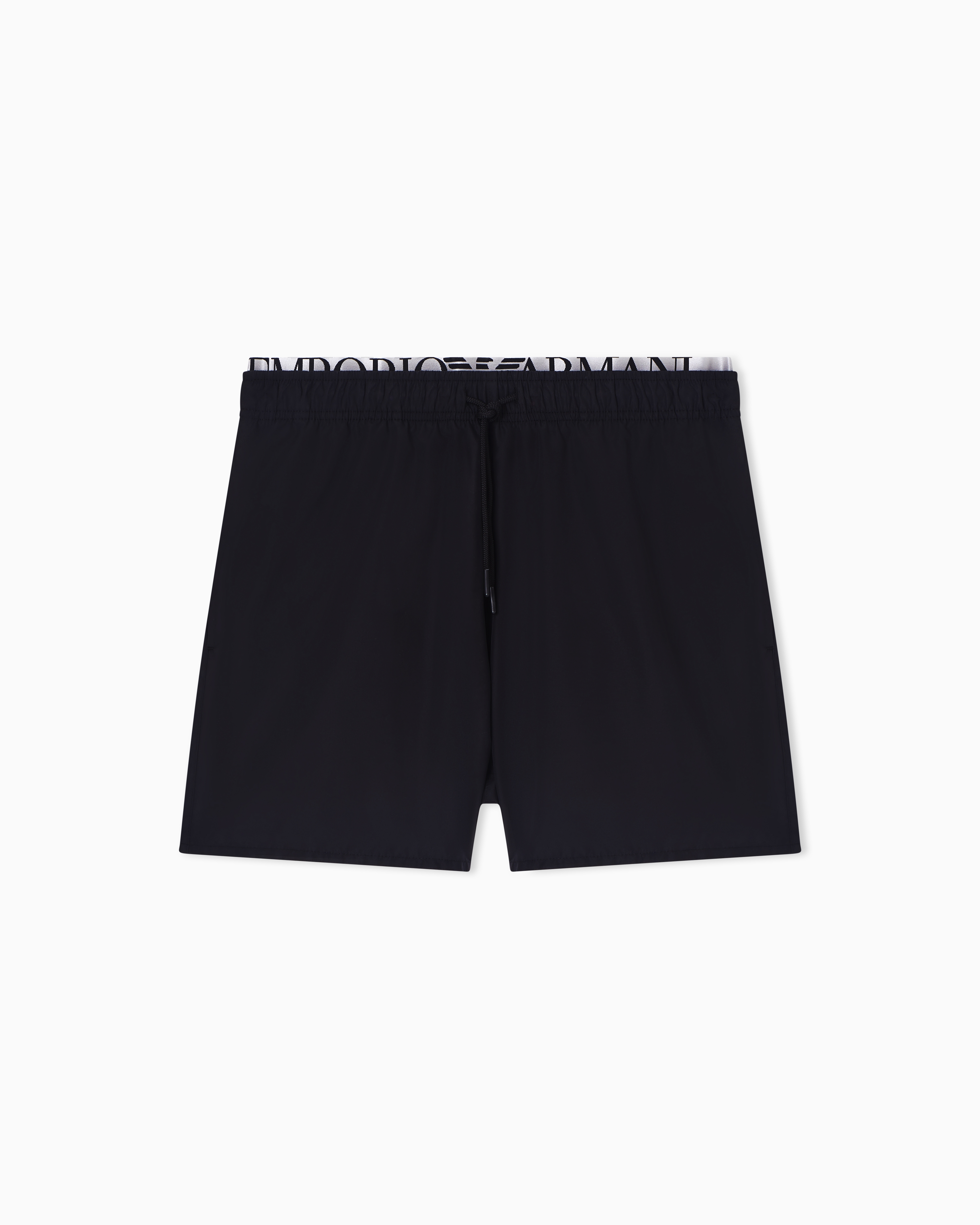 Emporio Armani Black Swim Shorts With Logo Waistband