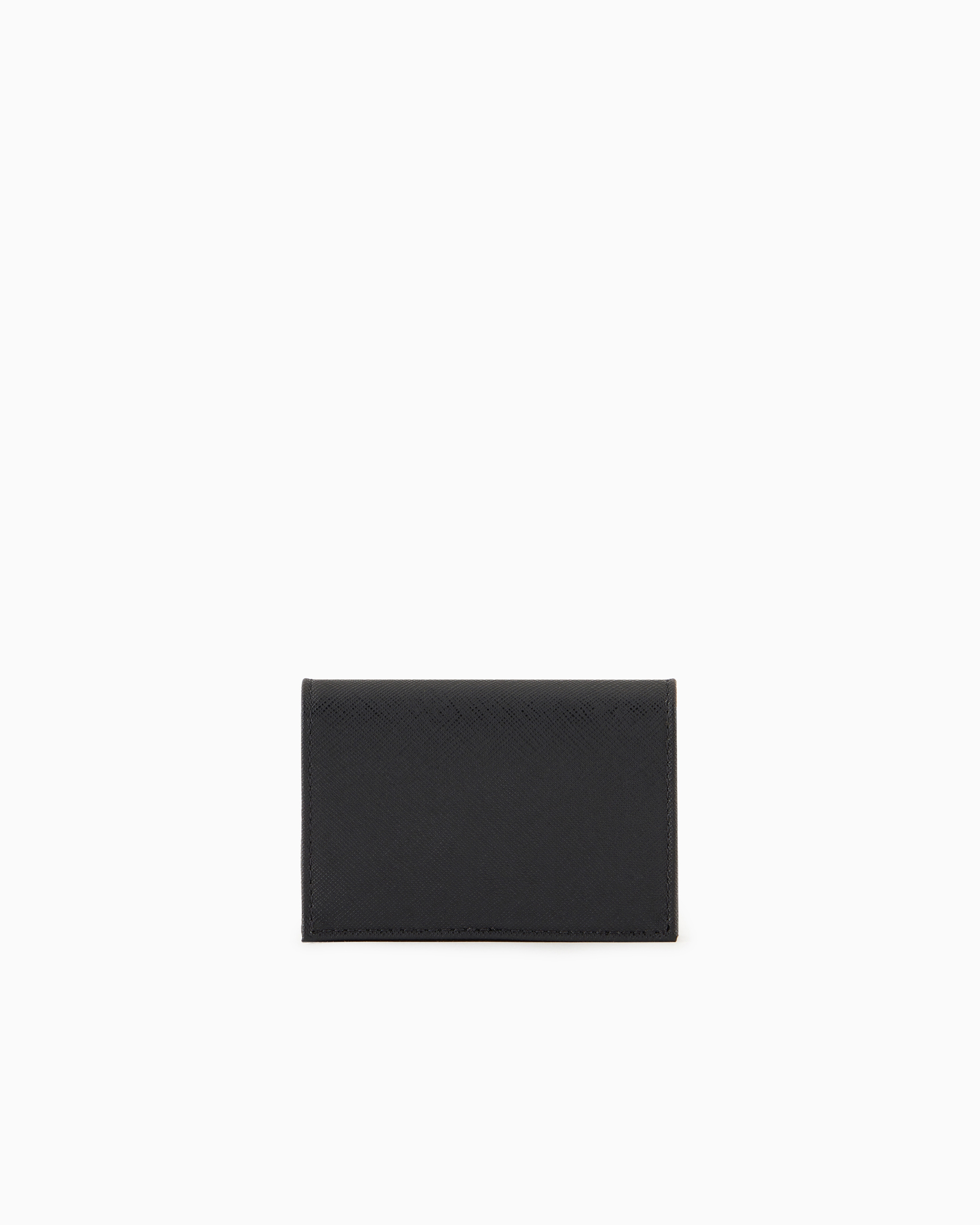 Emporio Armani - ASV regenerated Saffiano leather card holder with flap and eagle plate, Man, Black, Size: TU