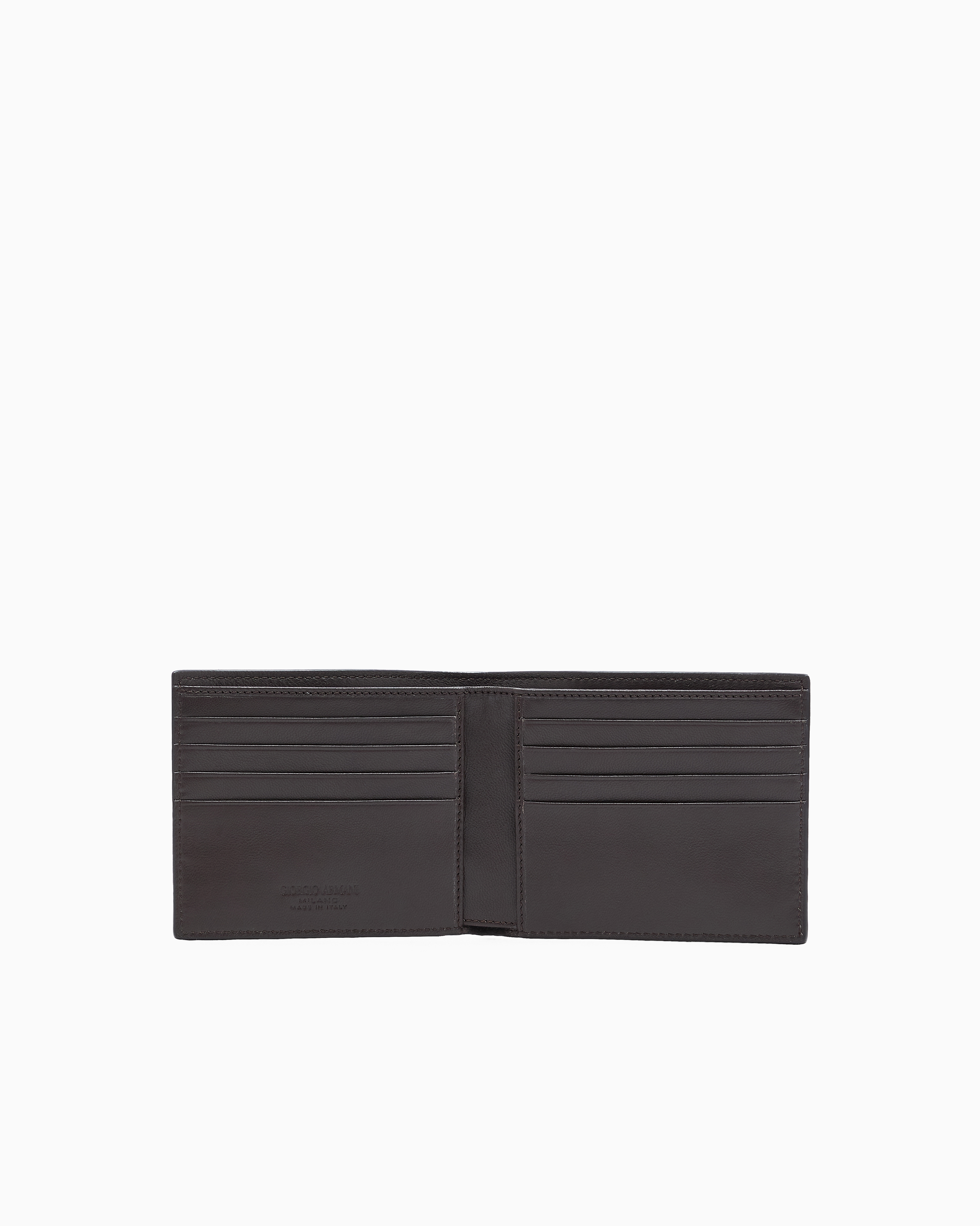 Giorgio Armani Nappa-leather Bifold Wallet In Brown