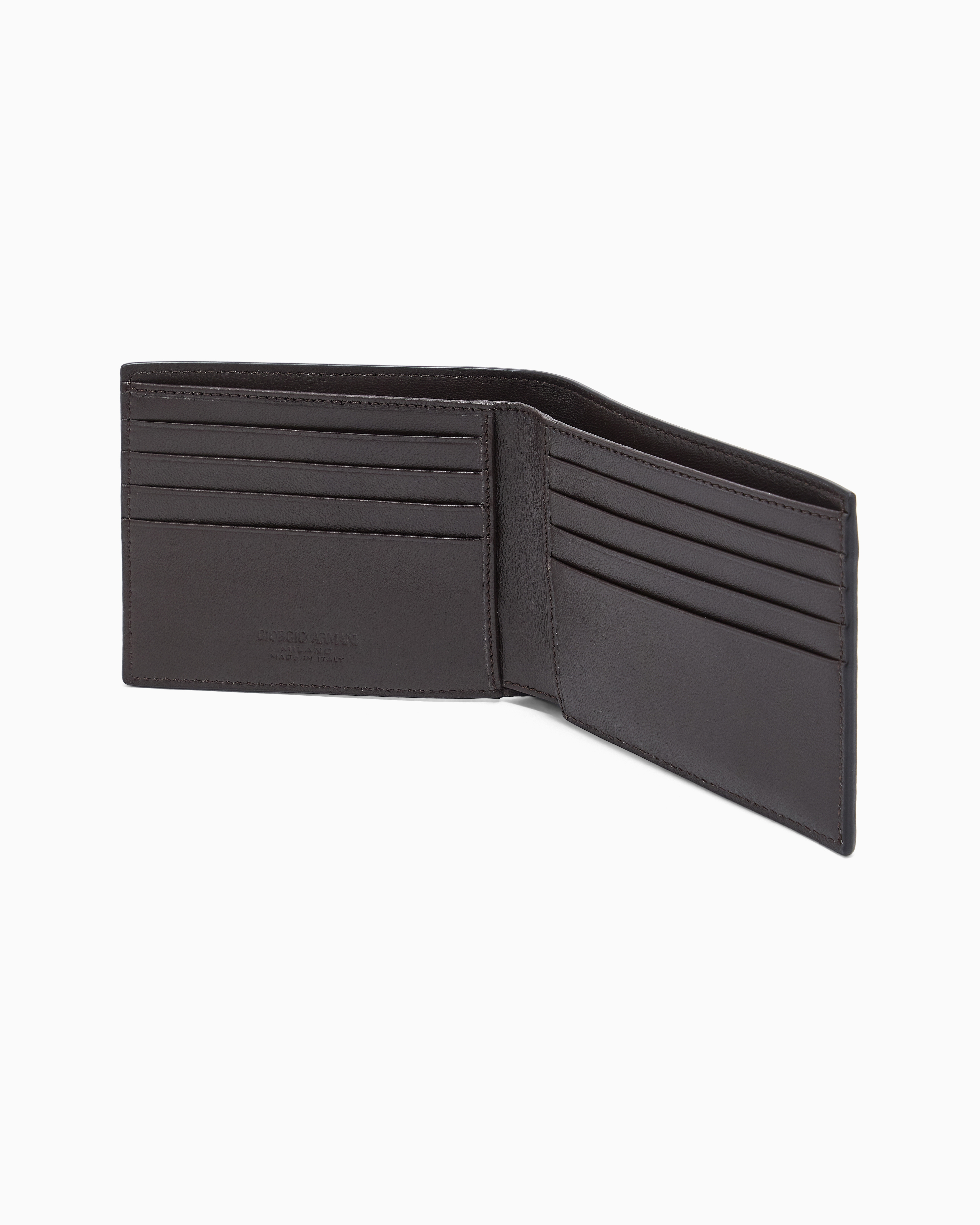 Giorgio Armani Nappa-leather Bifold Wallet In Brown