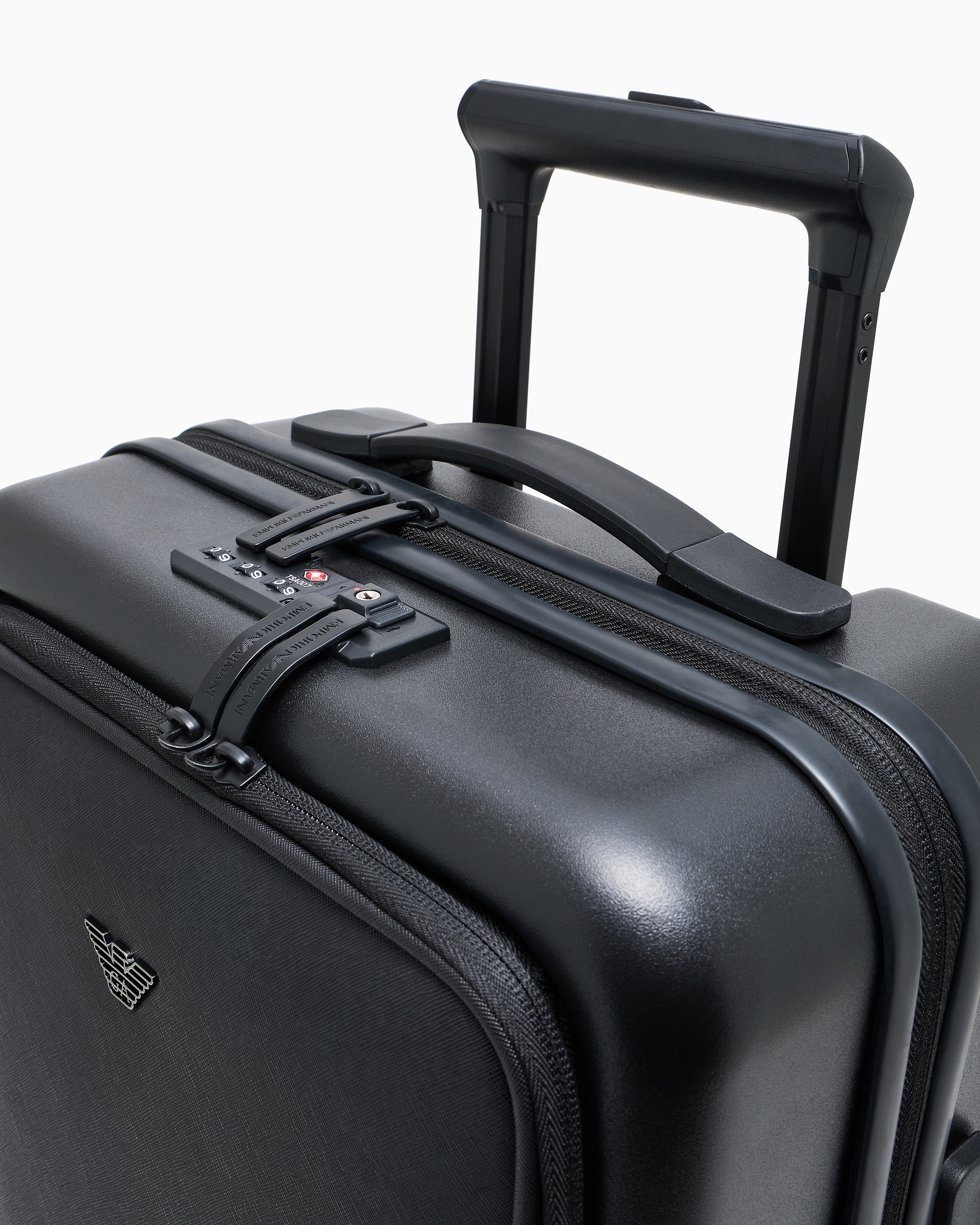 Emporio Armani - ABS carry-on case with Saffiano detail and eagle plate, Man, Black, Size: TU